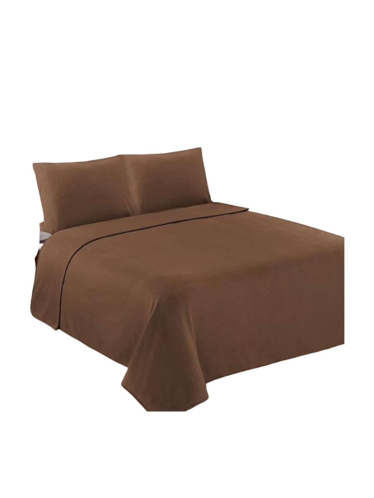 Sábanas Térmicas de polar Esponjosa King Tacto Suave marron-2