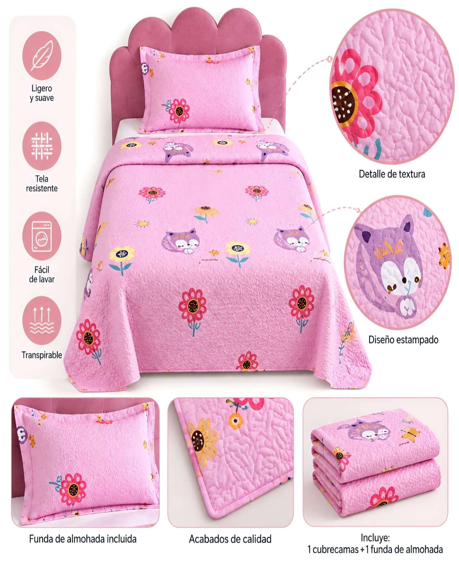 Cubrecamas Quilt Plaza Y Media Textura Suave Y Fresca m1-4