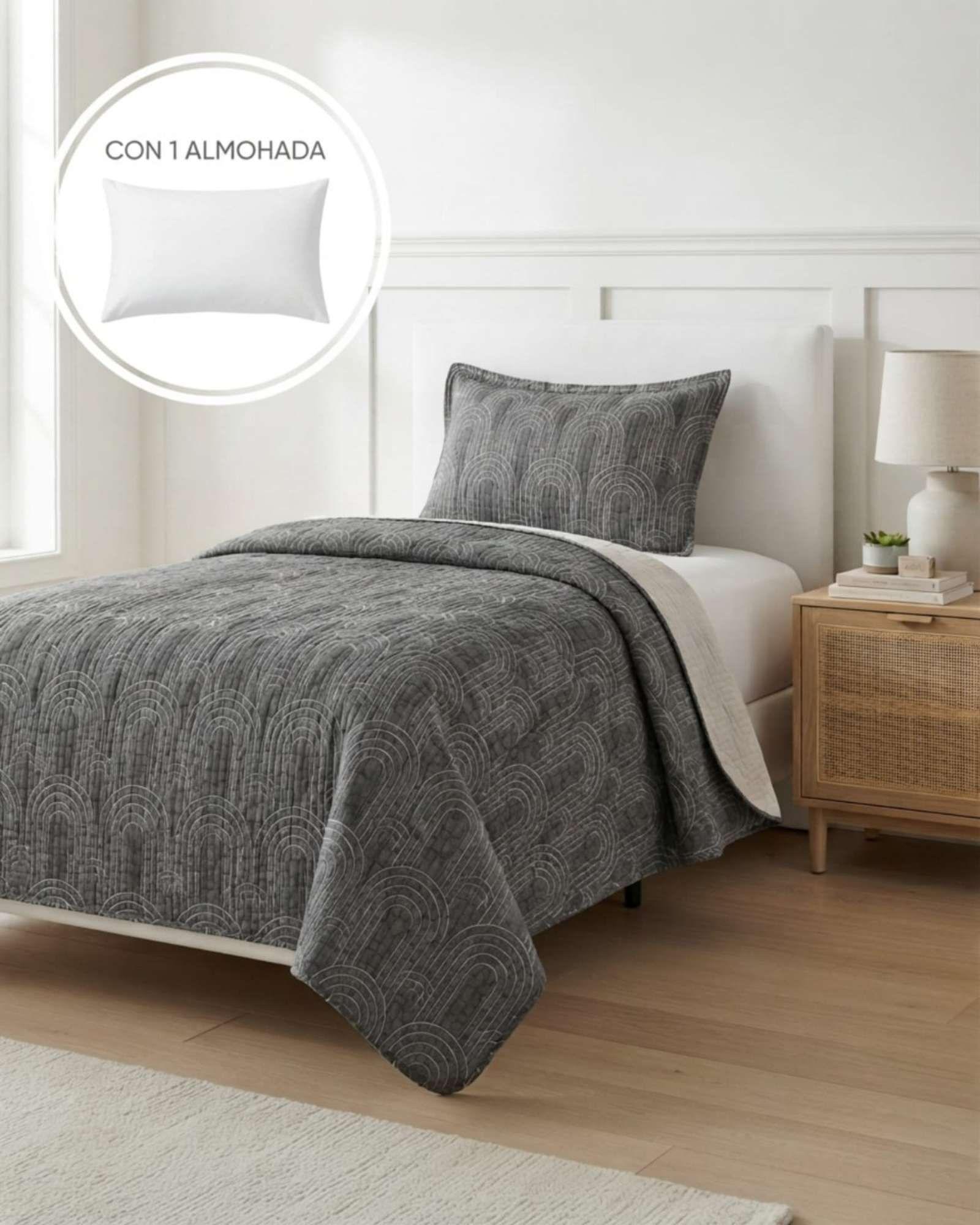Set Cubrelecho Quilt Verano 1.5 Plazas Fresco + 1 Almohada a8-4