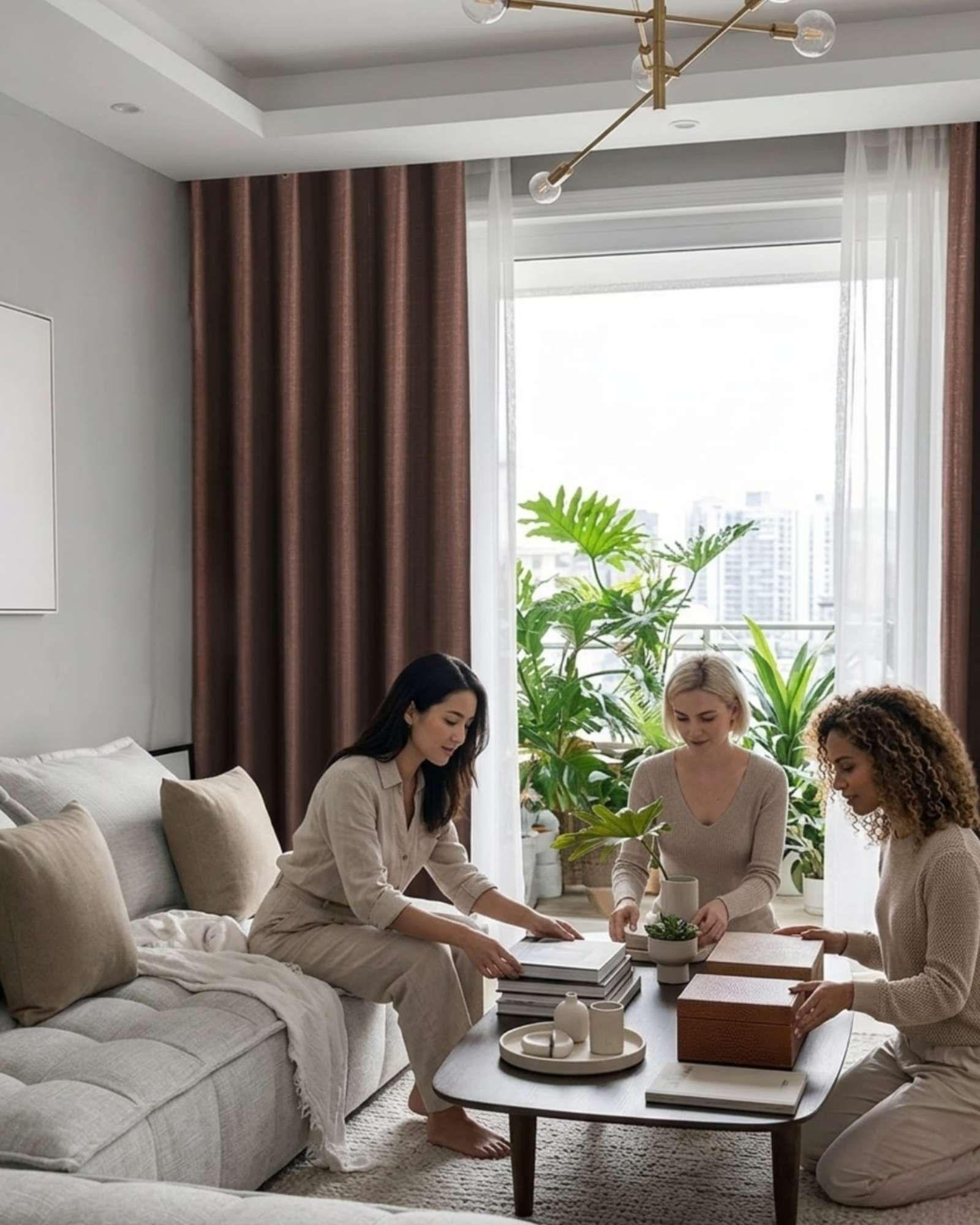 Set de Cortinas Blackout Engomadas Modernas de Lujo m10-3