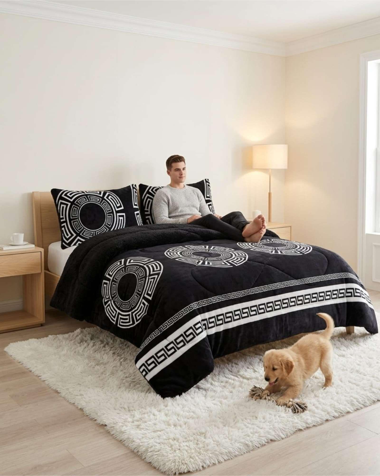 Cubrecamas Sherpa 2 Plazas Plush Ultra Suave De Lujo m18-2