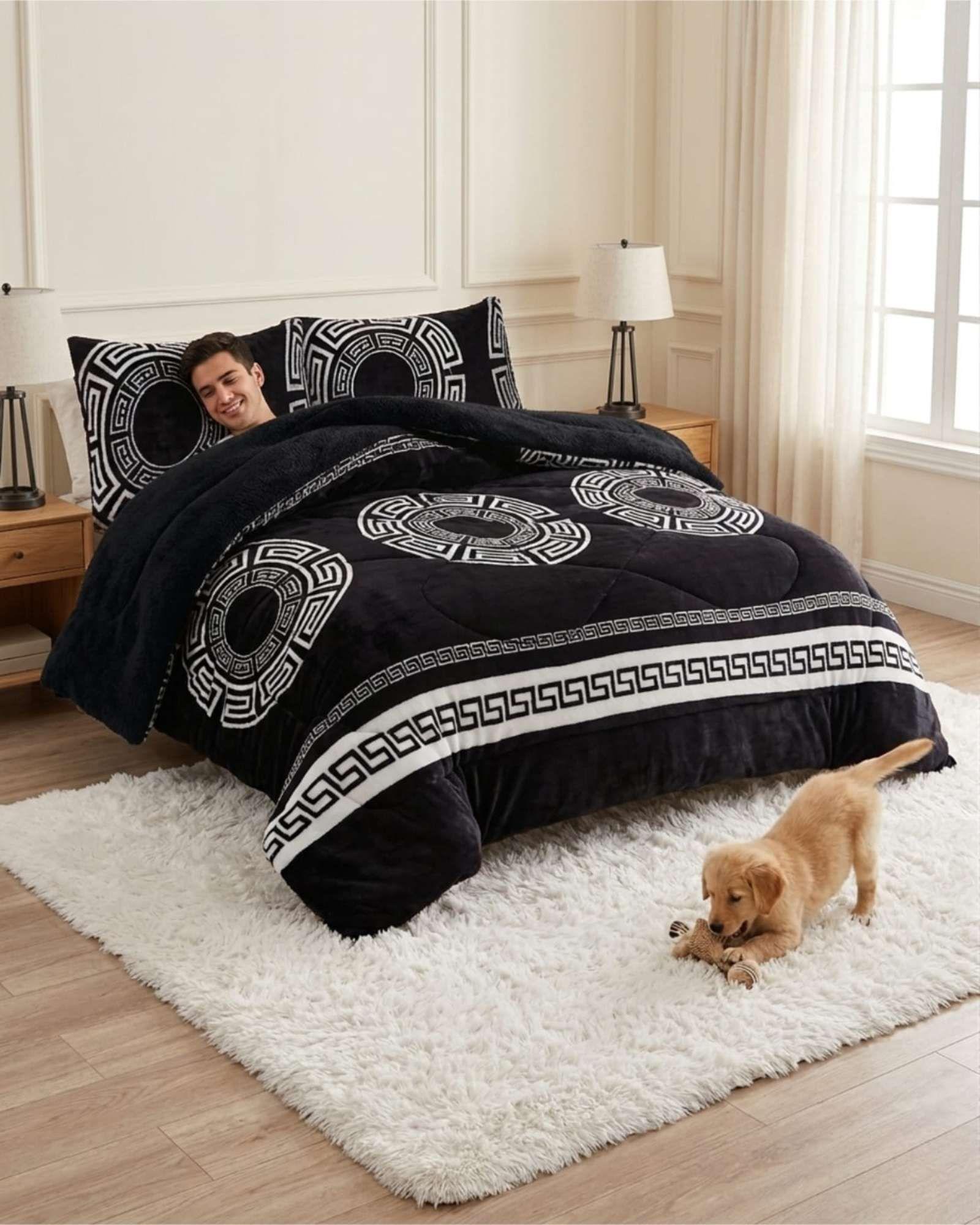 Cubrecamas Sherpa 2 Plazas Plush Ultra Suave De Lujo m18-4