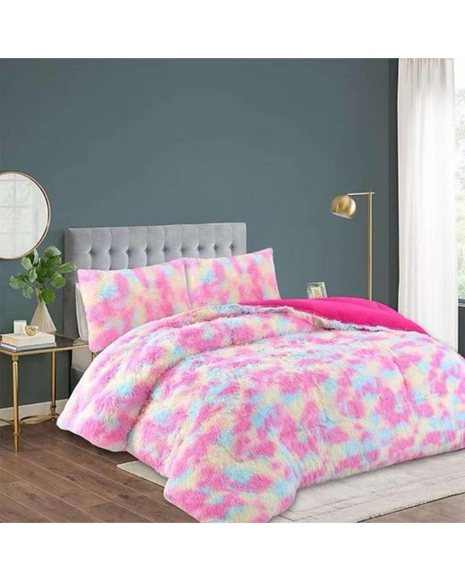 CUBRECAMA CHIPORRO PELUDO PLAZA Y MEDIA MULTICOLOR-2