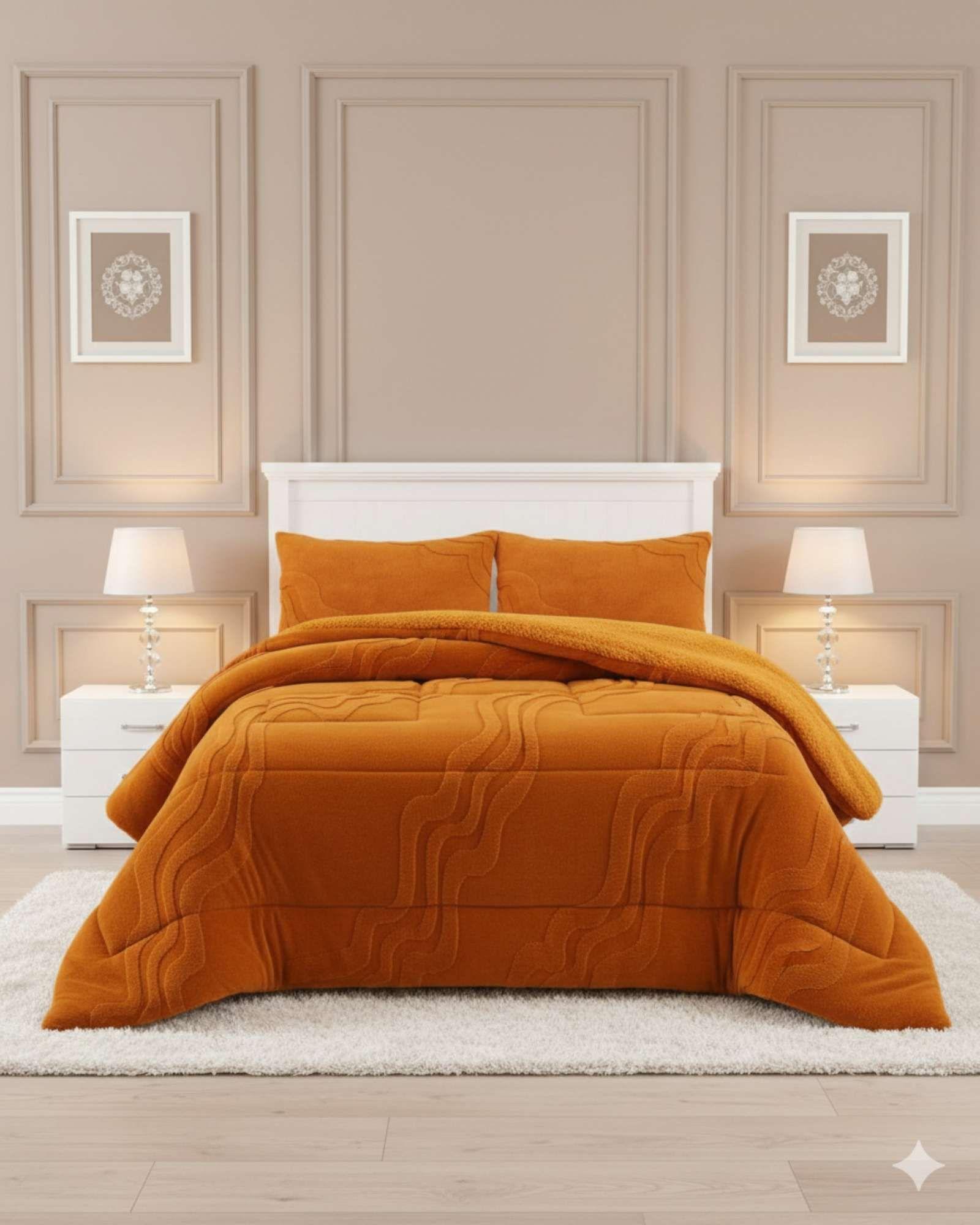 CHIPORRO PREMIUN CUBRECAMA DE INVIERNO KING NARANJA *1-0