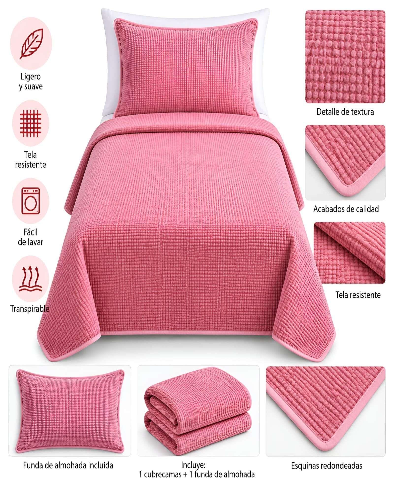 Cubrecamas Quilt Plaza Y Media Mas Almohada Textura Suave Y Fresca m11-4