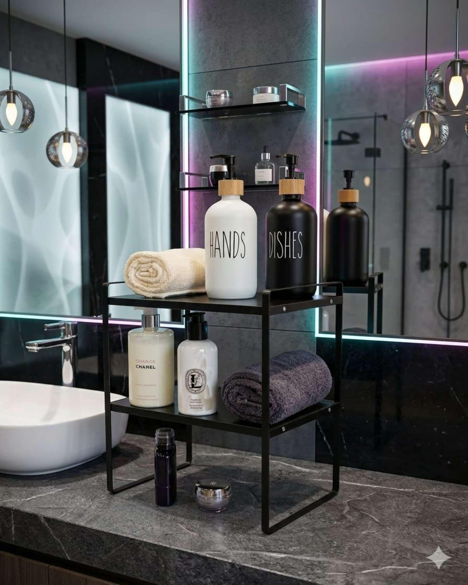 Rack Premium Madera y Fierro Negro Mate 2 Niveles-4