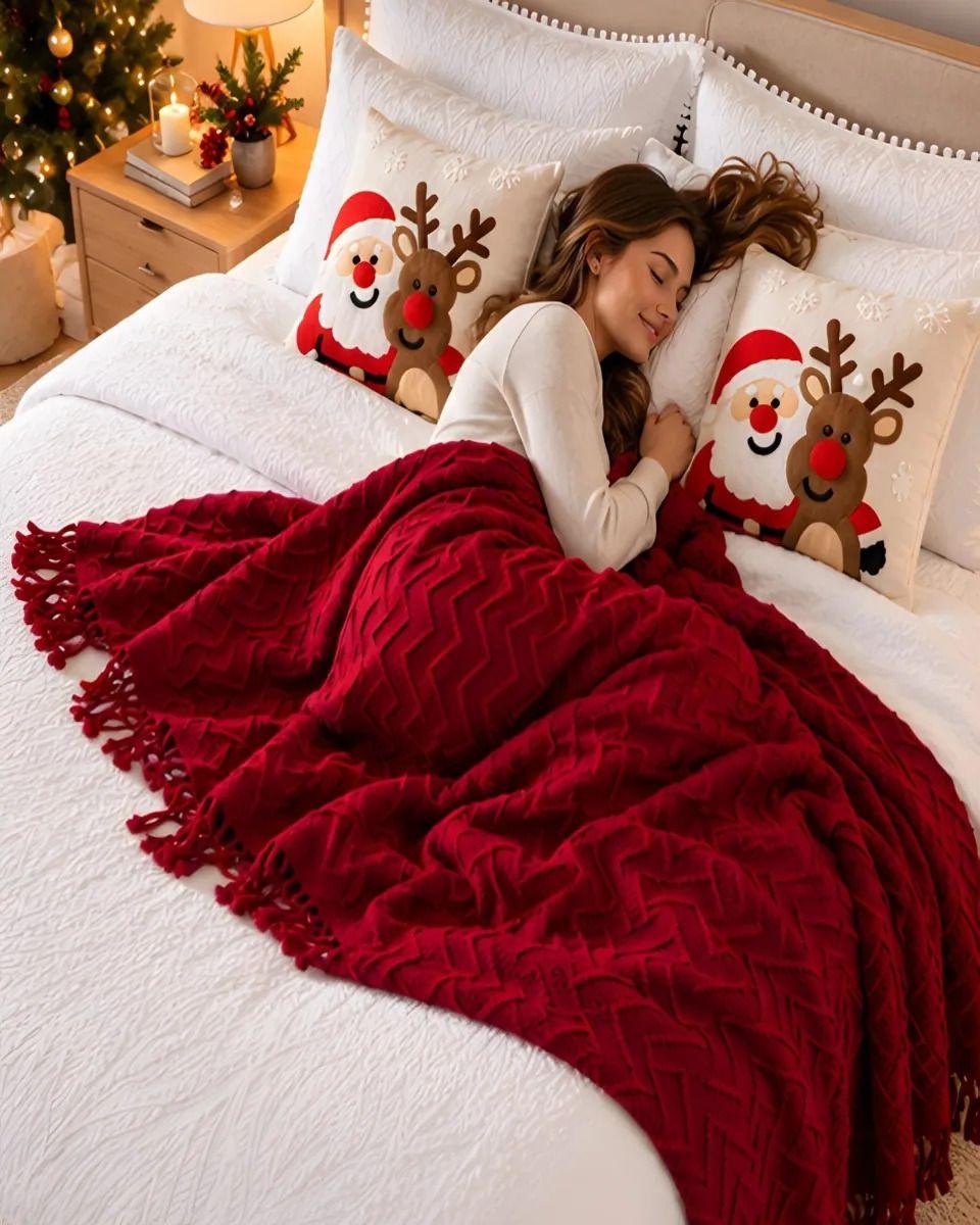 Cubrecamas Navideño Con Manta Y 2 Fundas De Cojin King m15-0