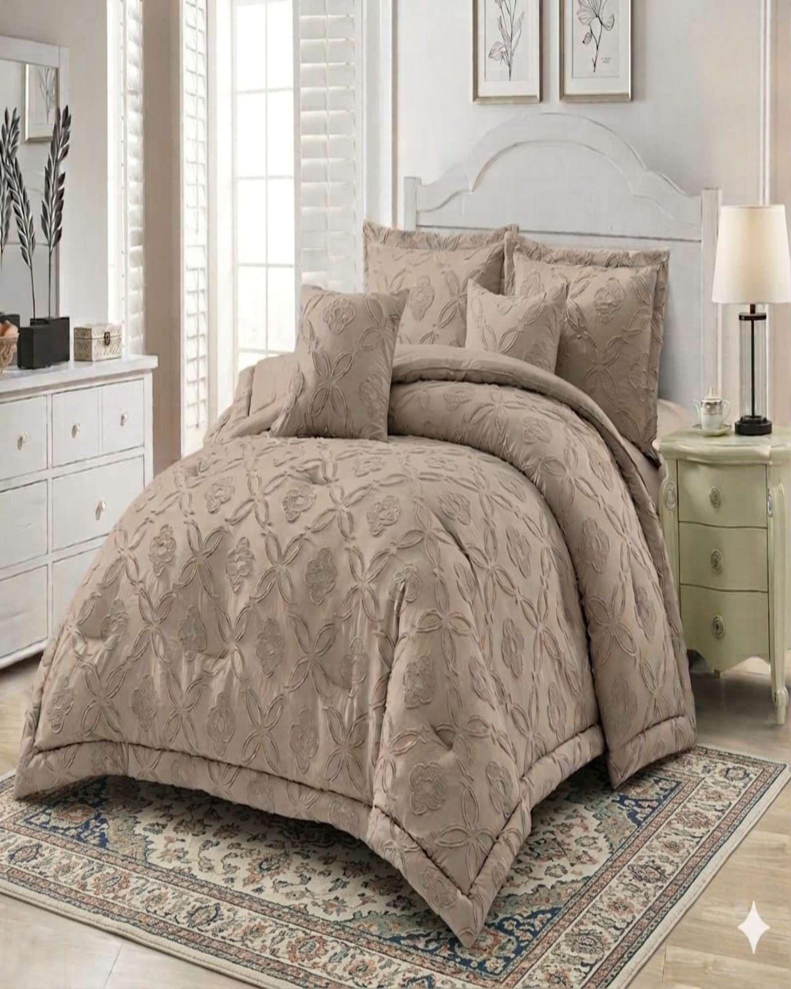 Cubrecama Quilt Nórdico Delgado Diseño Flores 2 plazas beige-0