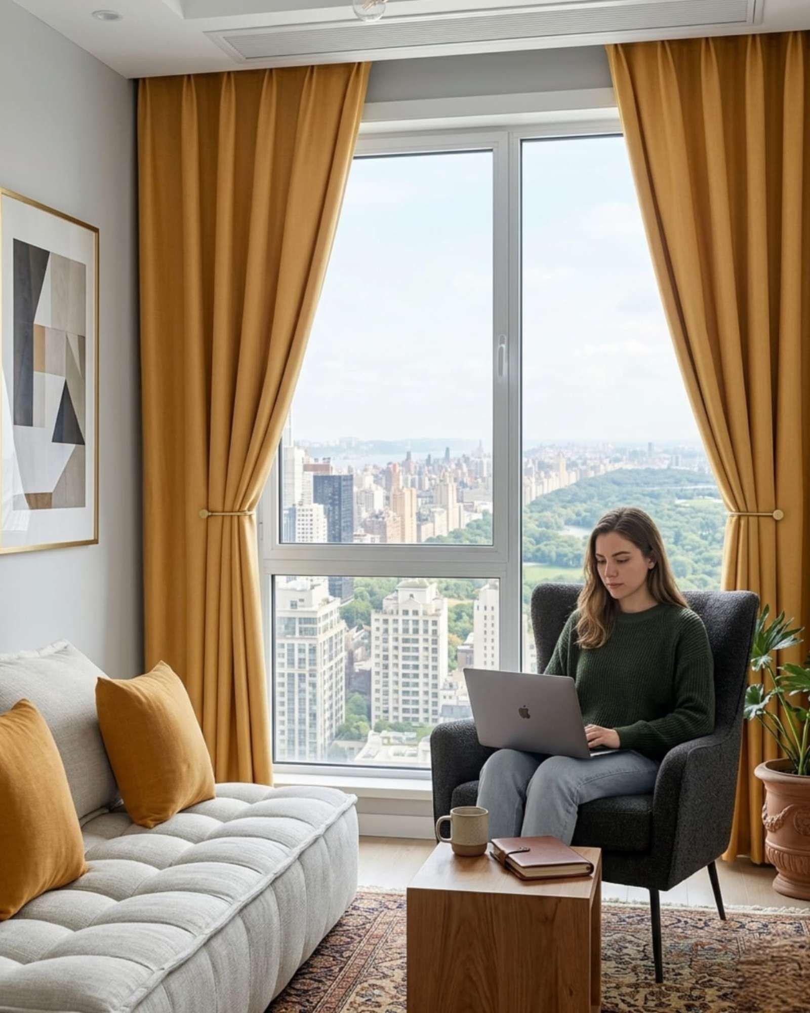 Set de Cortinas Blackout Engomadas Modernas de Lujo m14-2