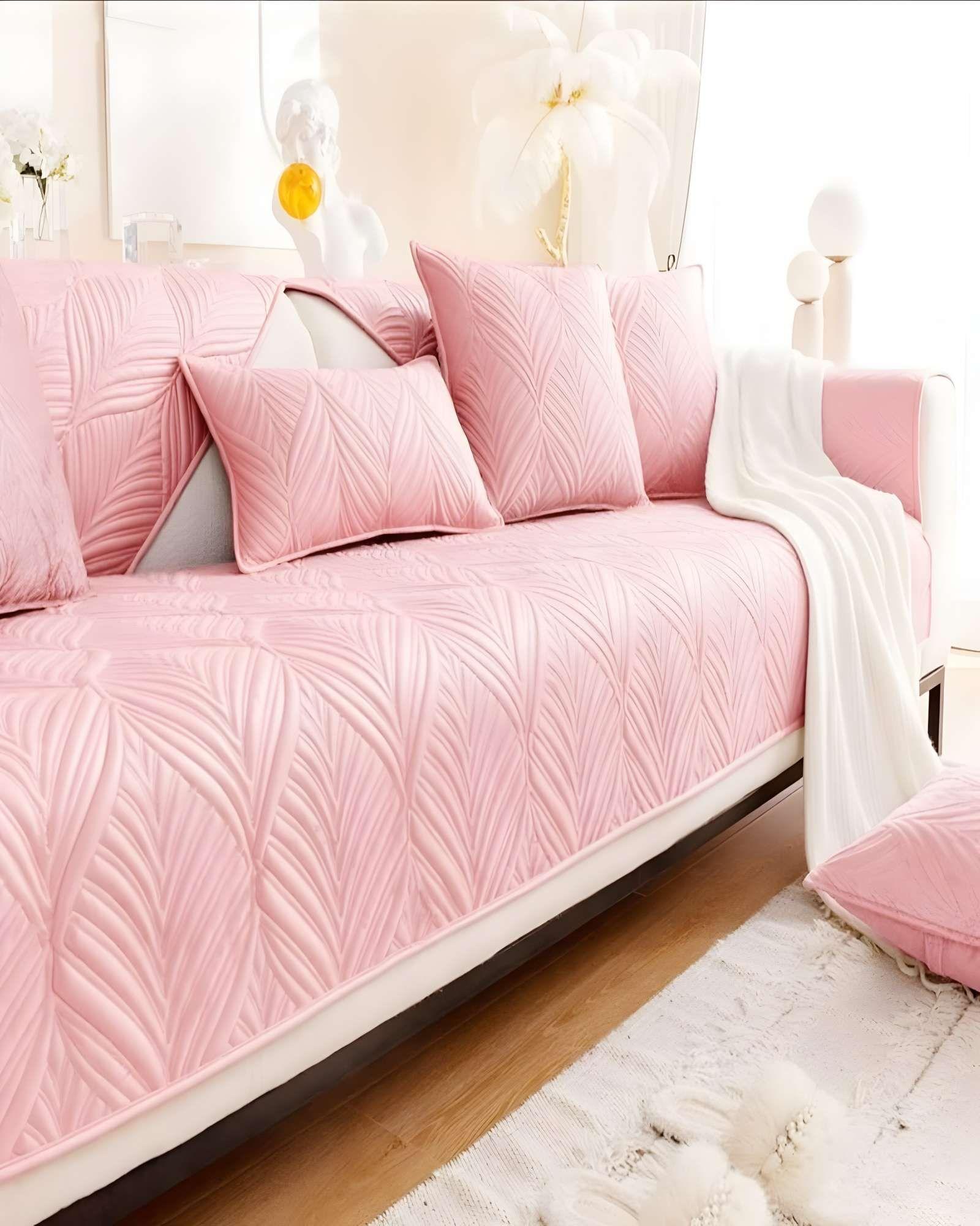 JUEGO DE 5 FUNDAS PARA SOFA CON DISEÑO DE LINEAS ROSA-3
