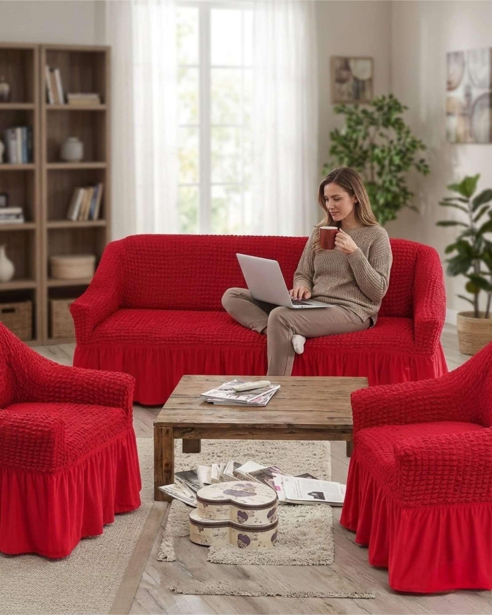 Cubre sillon 3+1+1 Diseño Sofisticado Turco con Vuelo Inferior m6-4