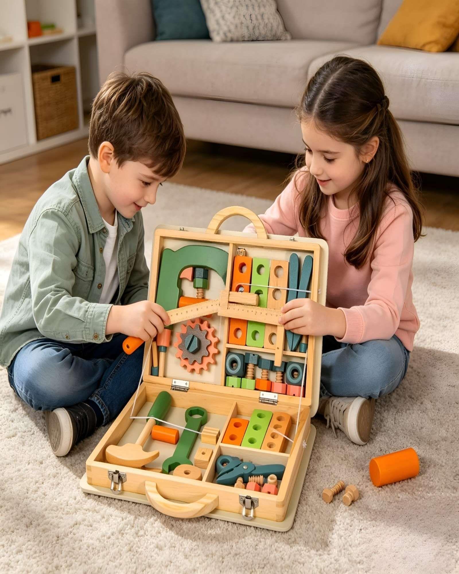Set de Herramientas Didácticas Montessori de Madera Maletín Portátil-1