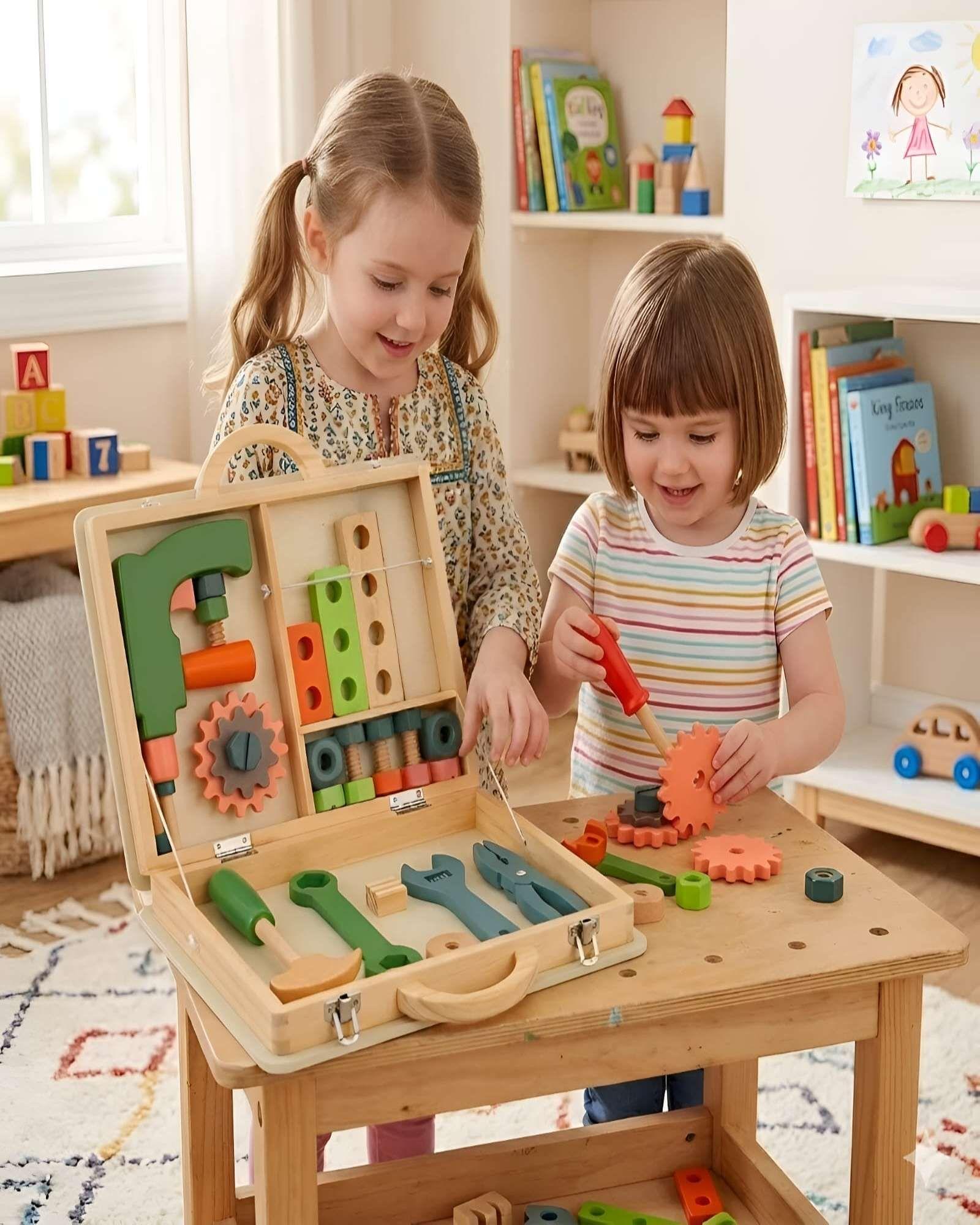 Set de Herramientas Didácticas Montessori de Madera Maletín Portátil-3