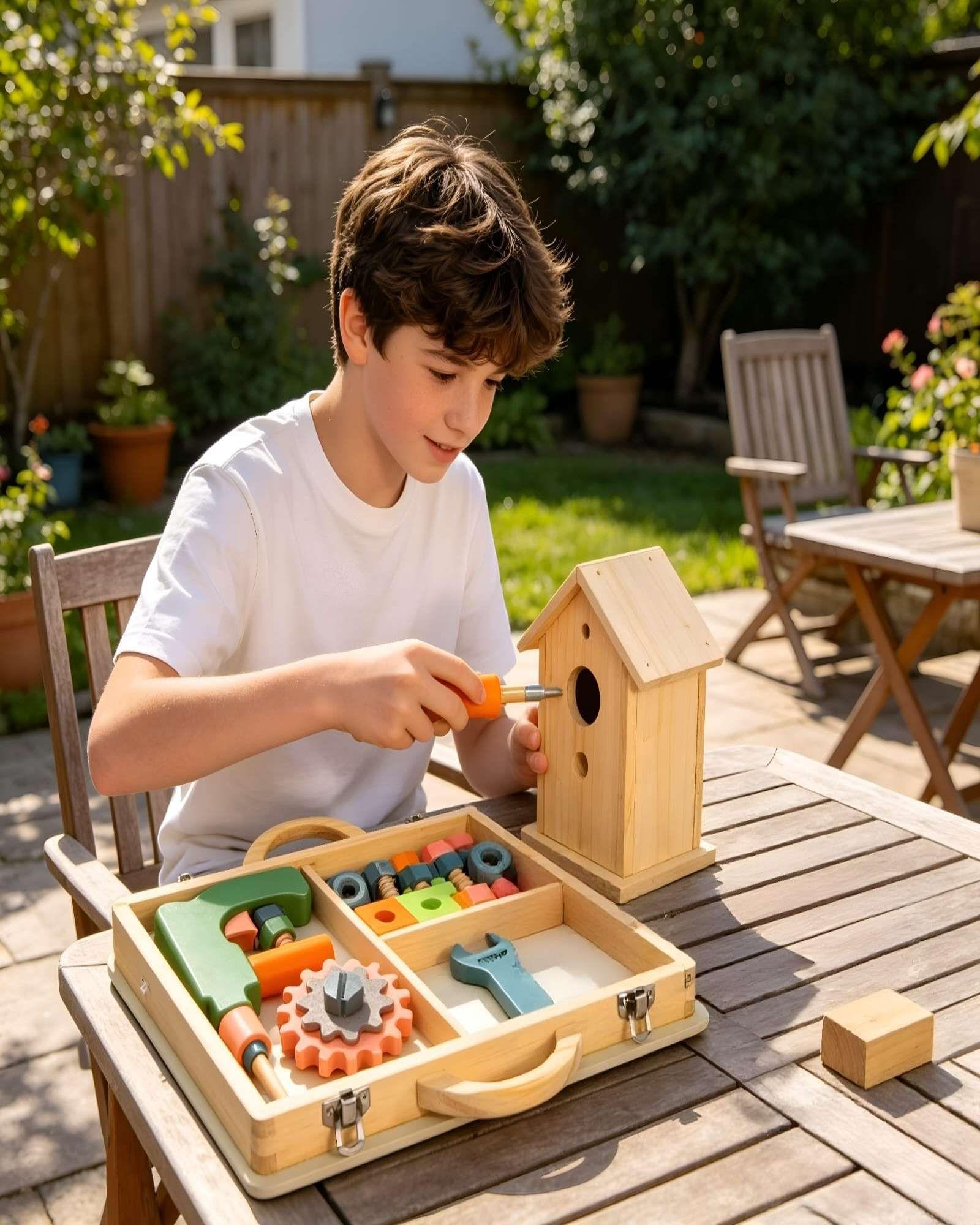 Set de Herramientas Didácticas Montessori de Madera Maletín Portátil-4