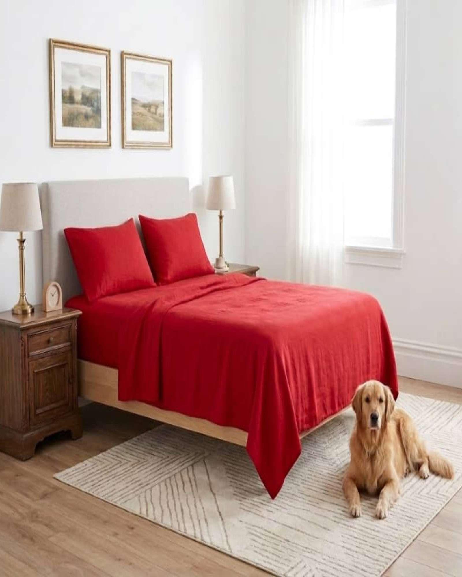 Juego de Sabanas 800 Hilos Estilo Americano king rojo-2