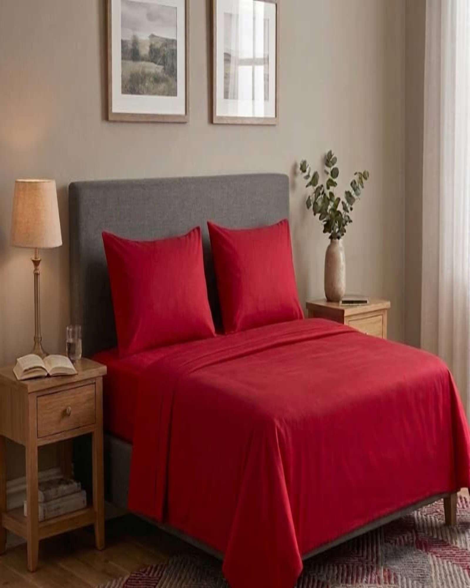 Juego de Sabanas 800 Hilos Estilo Americano king rojo-3