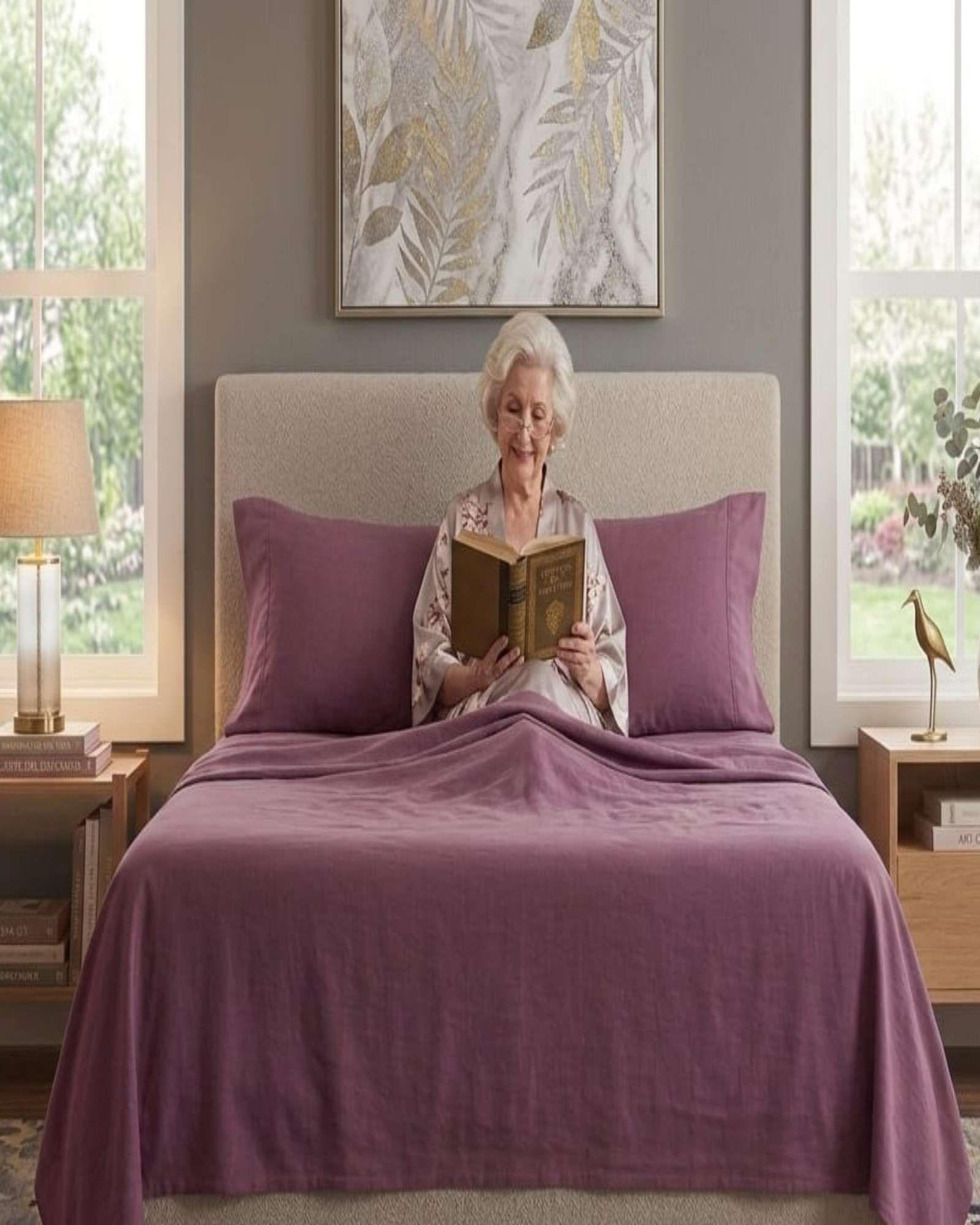Juego de Sabanas 800 Hilos Estilo Americano 2 plazas violeta-2