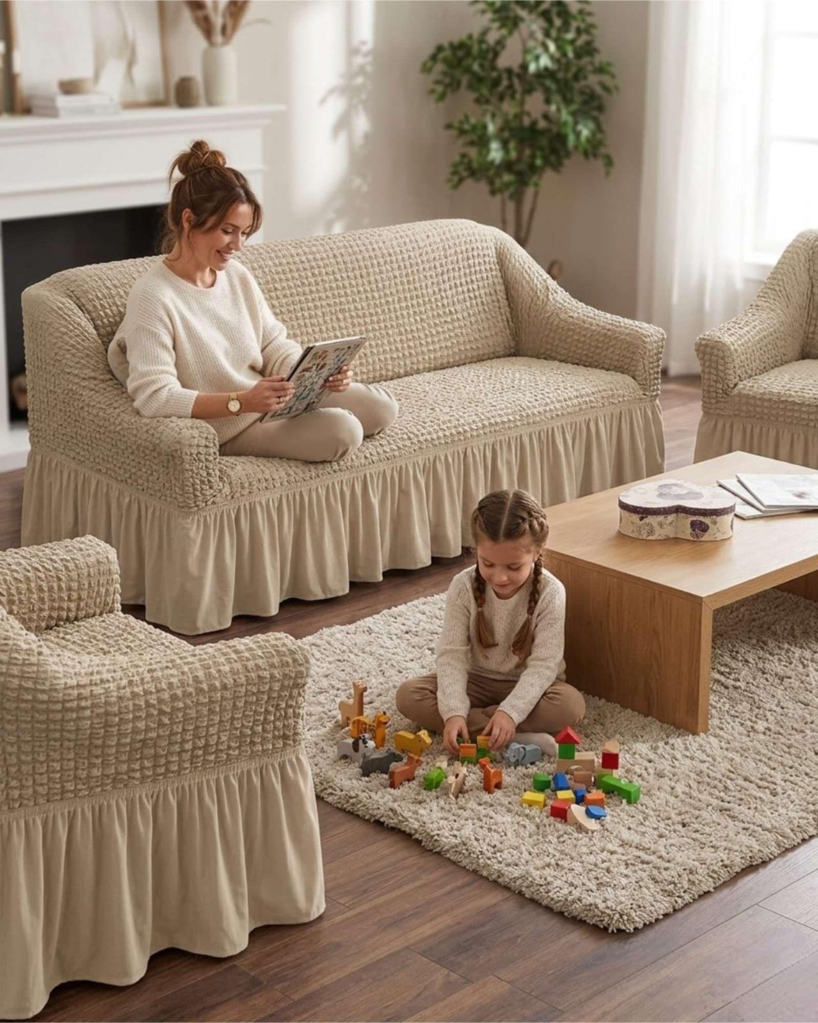 Cubre sillon 3+1+1 Diseño Sofisticado Turco con Vuelo Inferior m5-2