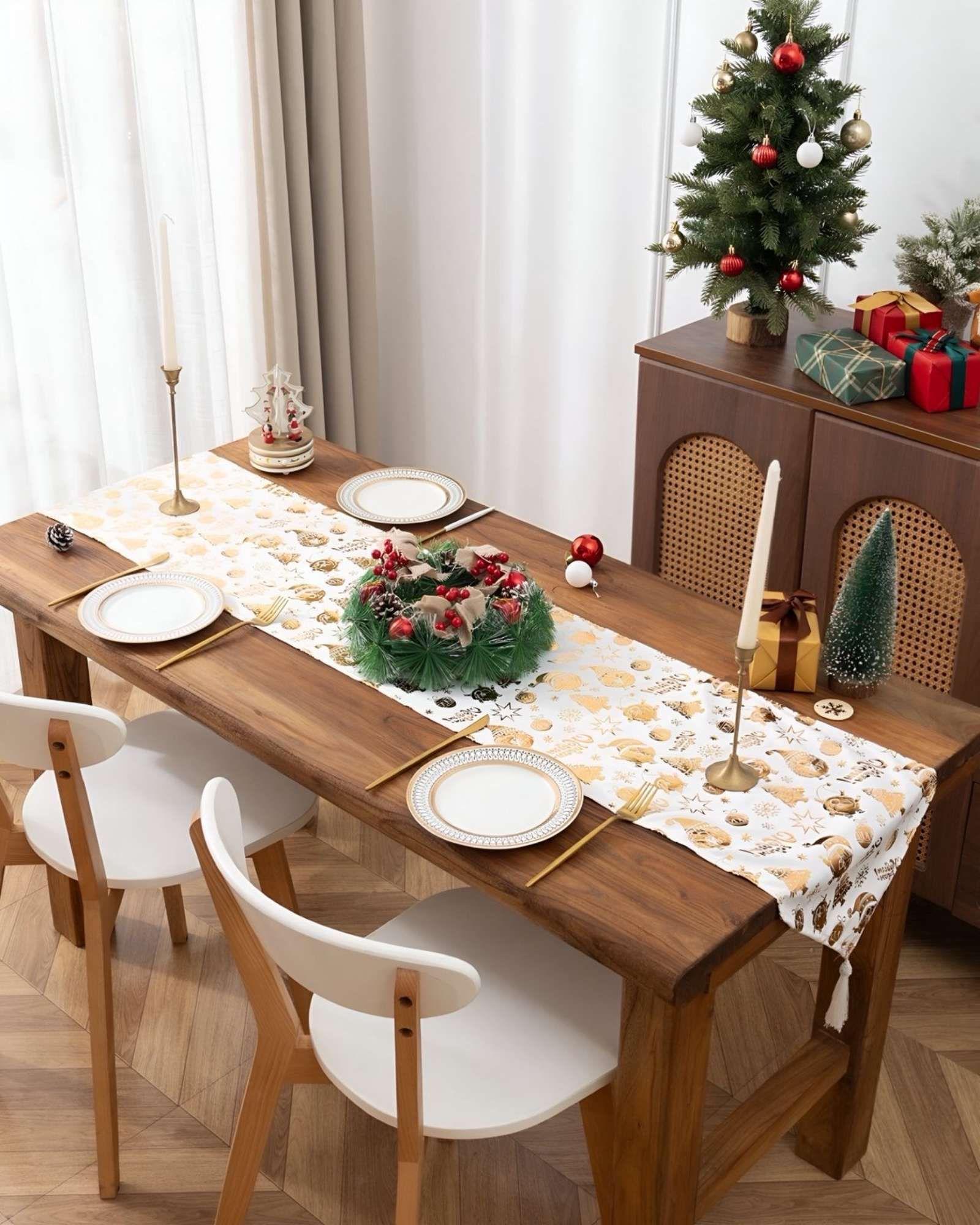 Mantel Camino de mesa diseño navidad terciopelo 30 x 180 cm D03-2