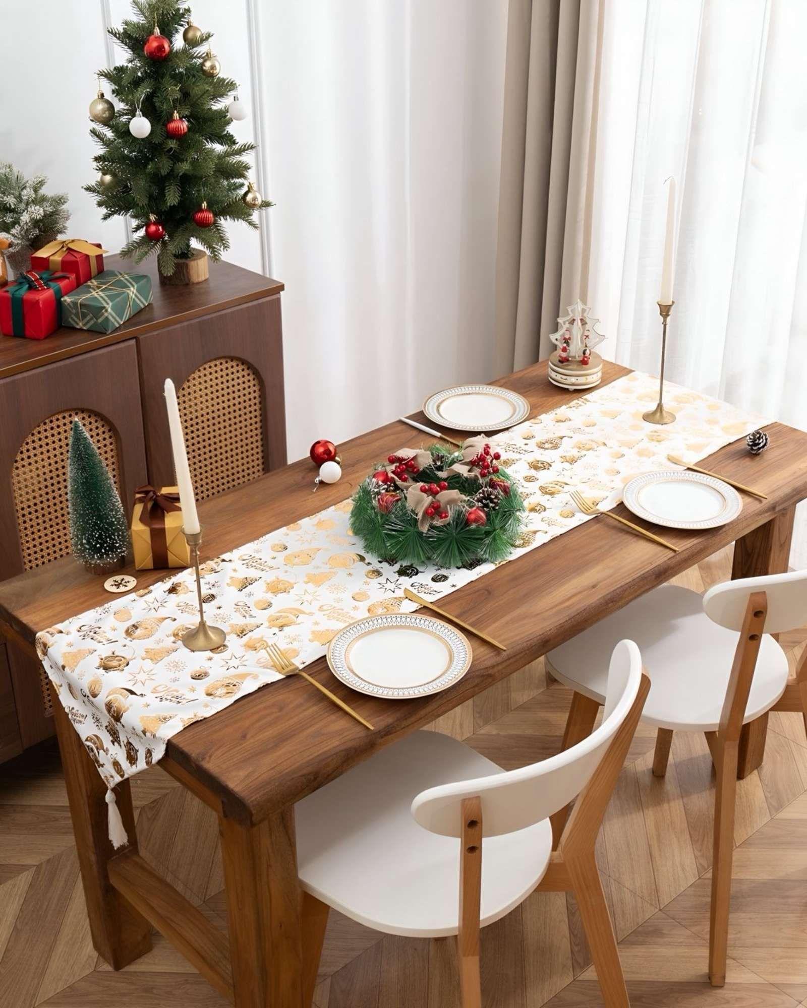 Mantel Camino de mesa diseño navidad terciopelo 30 x 180 cm D03-3