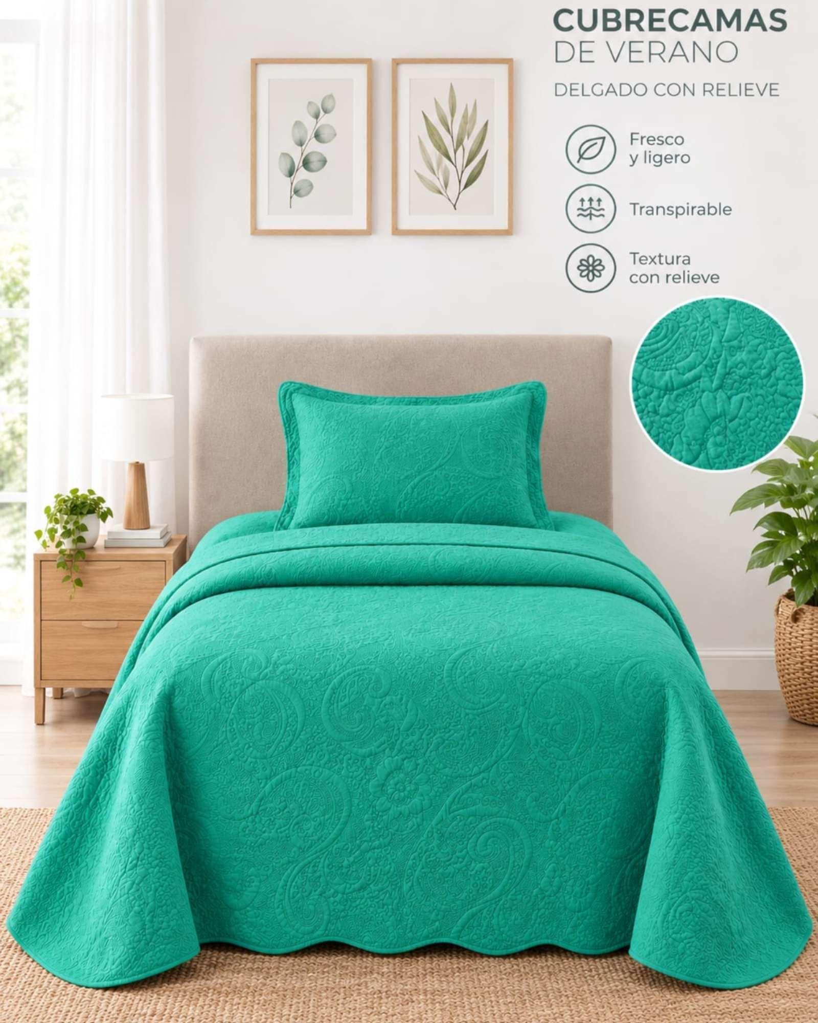 Set Quilt Verano 1.5 Plazas Relieve Y Sábanas 08-4
