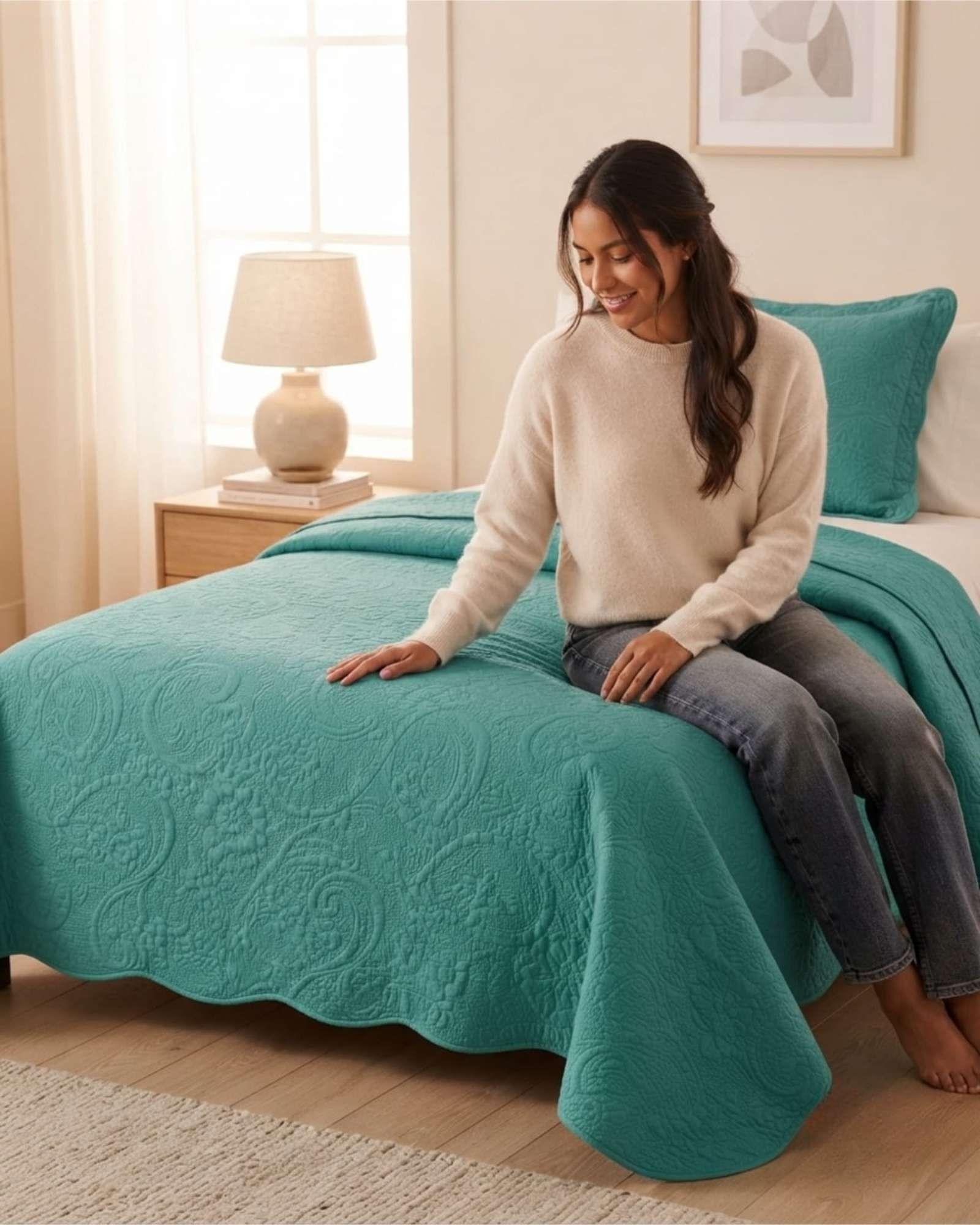 Set Quilt Verano 1.5 Plazas Relieve Y Sábanas 08-3