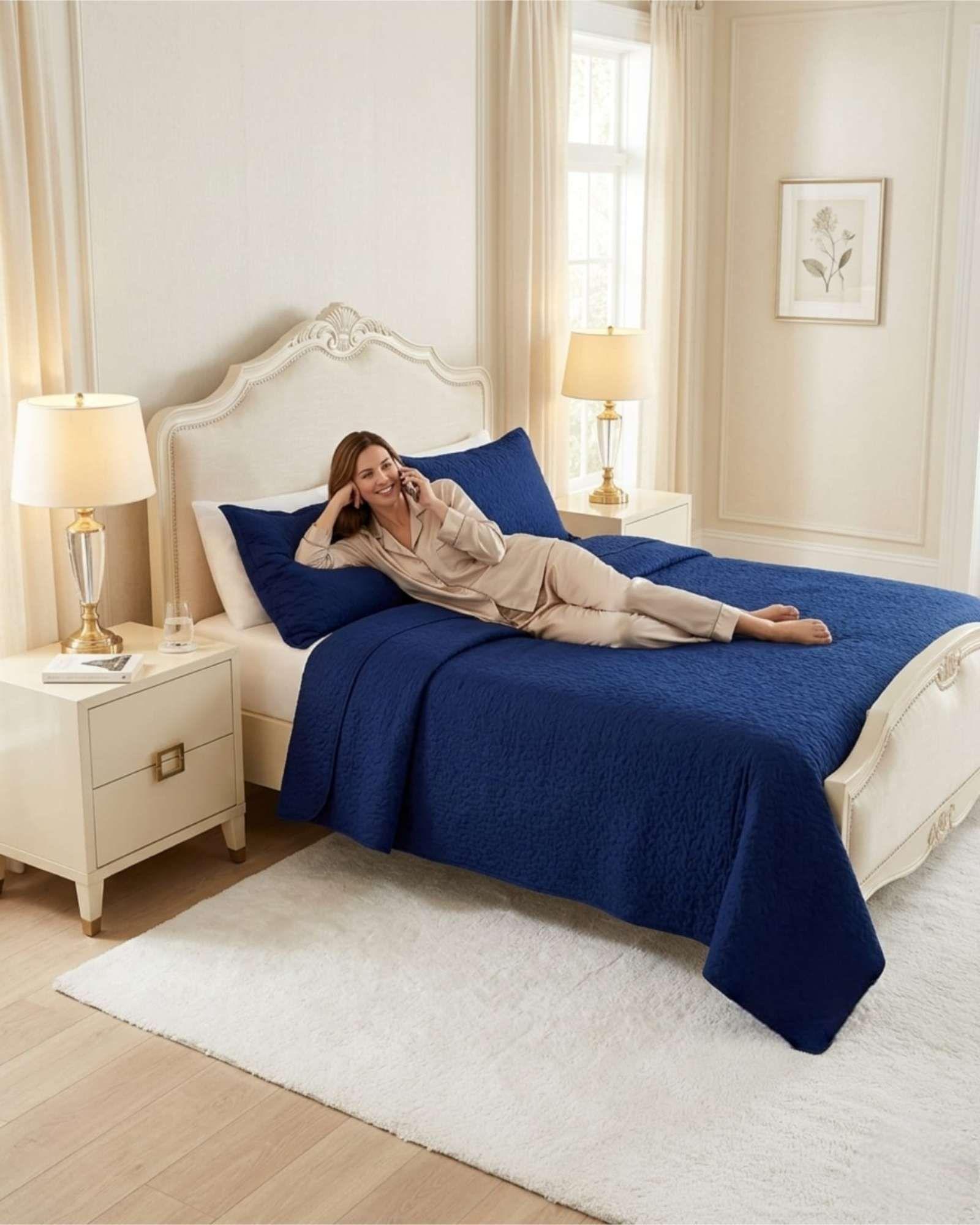 Cubrecama Quilt Verano King Suave Fresco Con Fundas Set-2