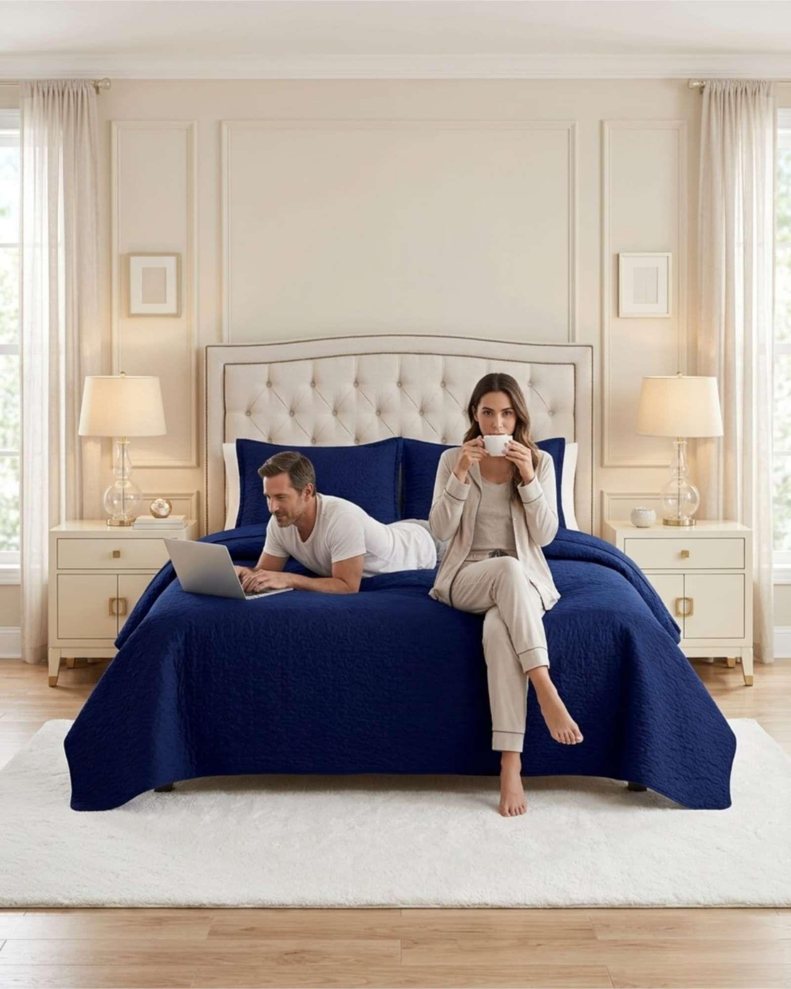 Cubrecama Quilt Verano King Suave Fresco Con Fundas Set-3