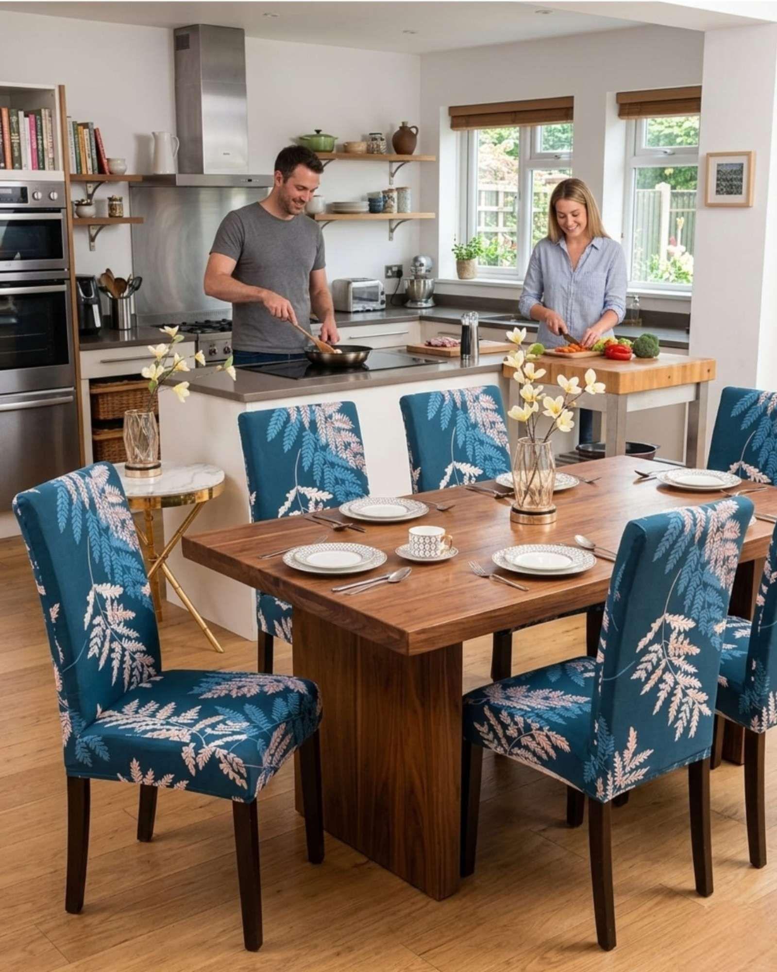 Pack de 6 fundas elasticas para sillas con diseño moderno M4-3