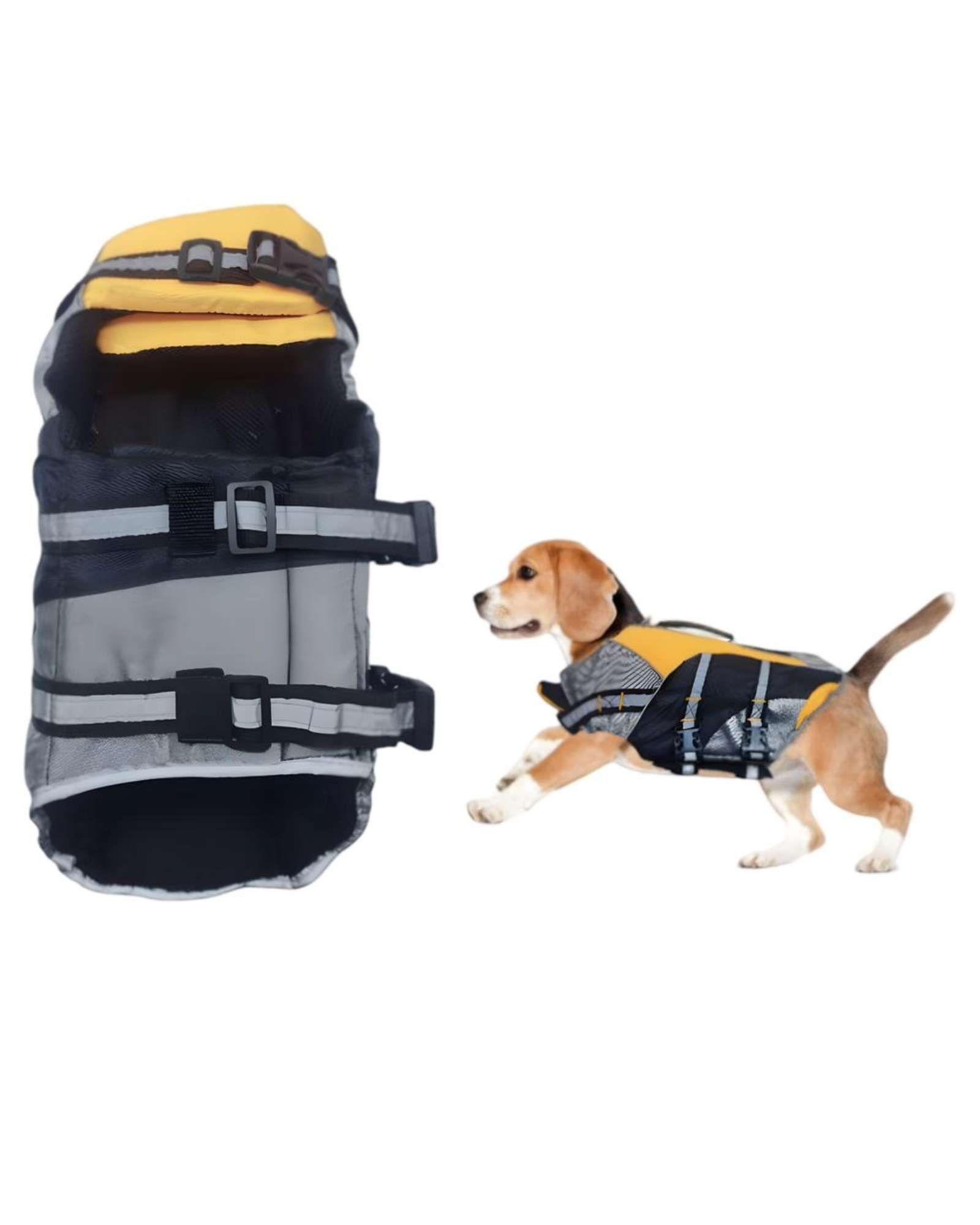 Chaleco flotador para mascotas con asa de rescate talla L-4