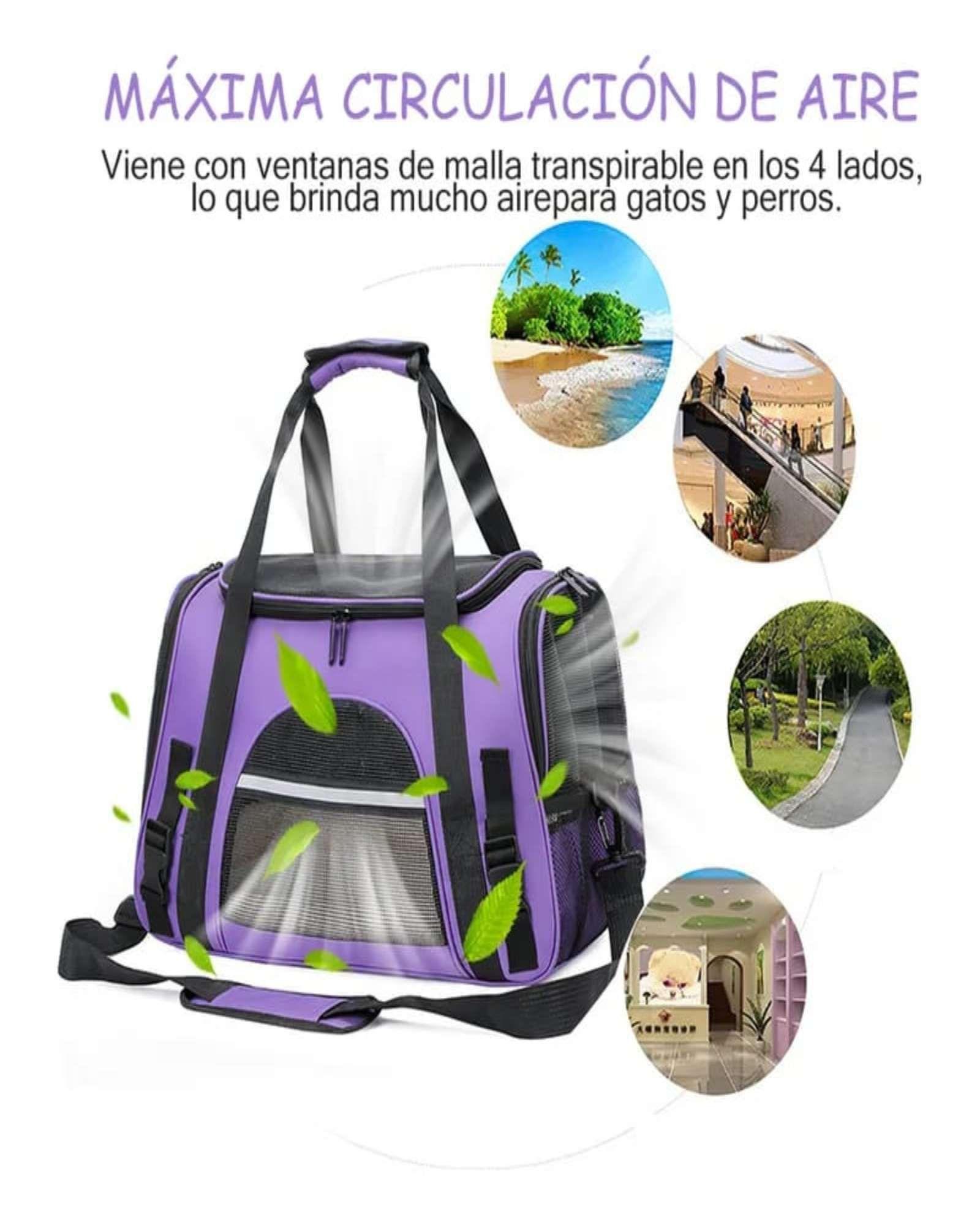 Bolso para Mascota transportador de Perro y Gato (Morado)-3