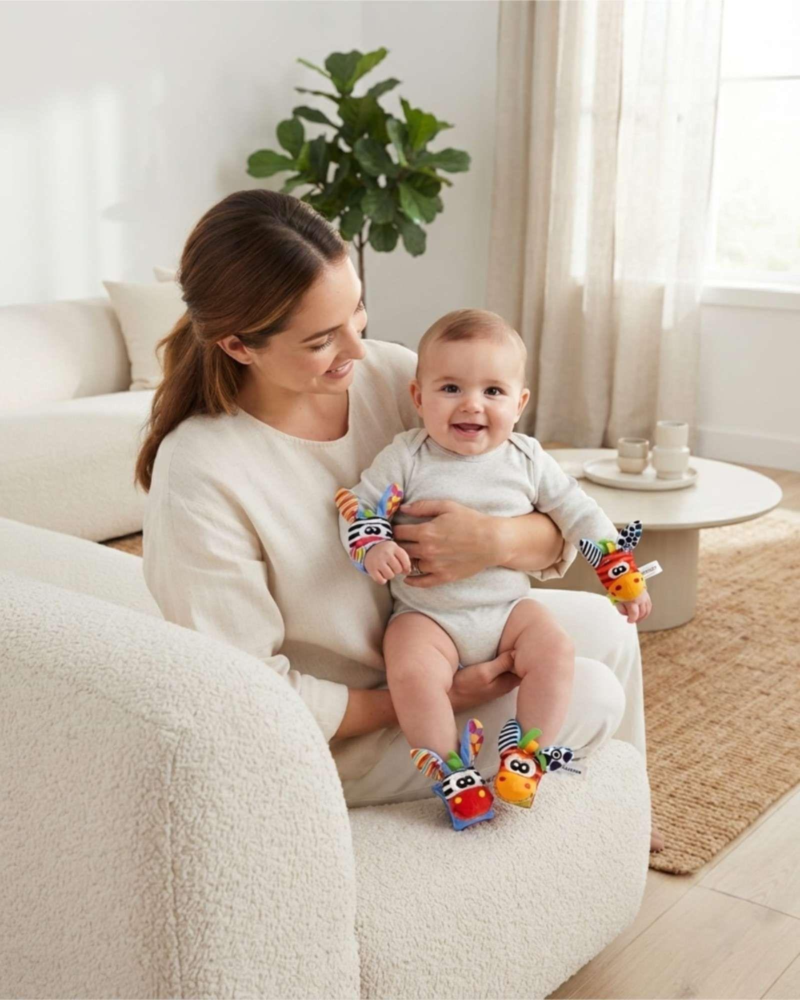 Juego De Sonajeros Para Bebe Pulseras Y Calcetines De Animales-4