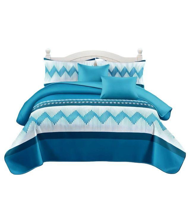 CUBRECAMA QUILT 7 PIEZAS CON CORTINA Y SABANAS 2 PLAZAS  T08-0