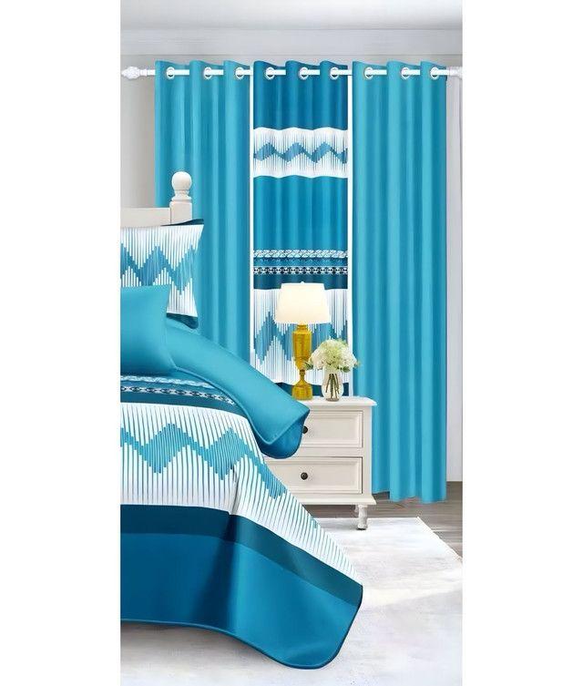 CUBRECAMA QUILT 7 PIEZAS CON CORTINA Y SABANAS 2 PLAZAS  T08-1