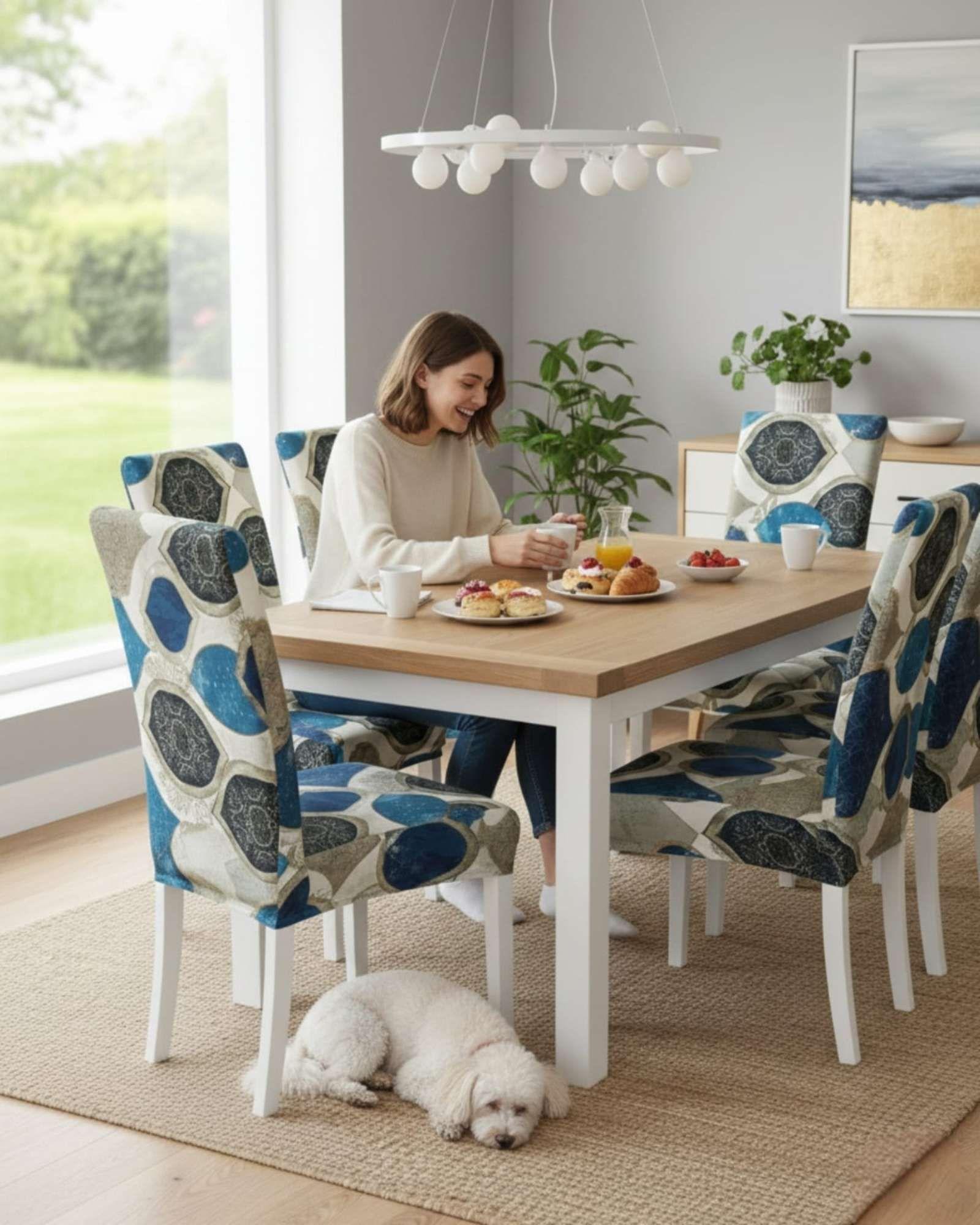 Pack de 6 fundas elasticas para sillas con diseño moderno M30-2