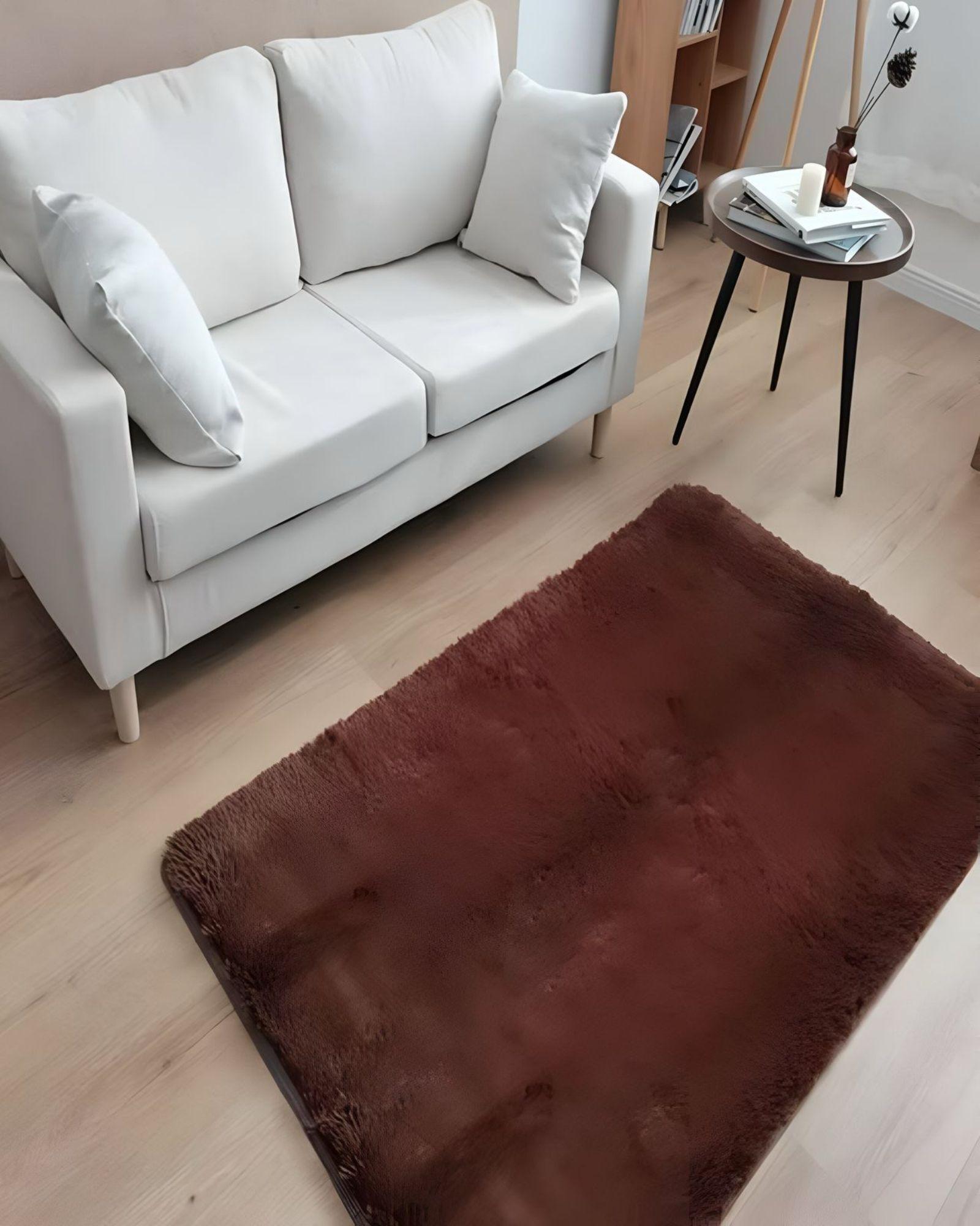 Alfombra peluda Suave 180 x 200 cm Primera Calidad Café-2