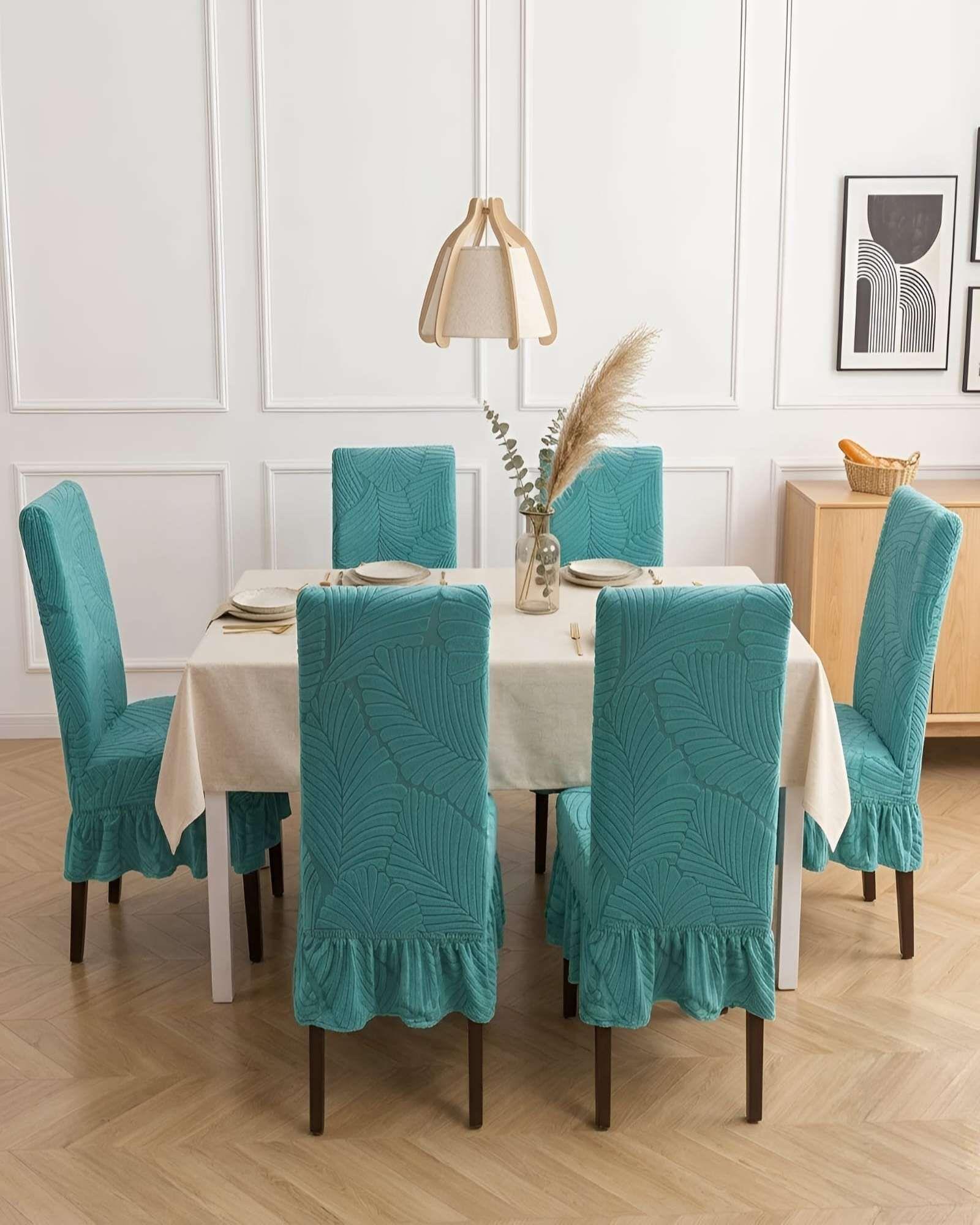 Set de 6 Fundas para Sillas con Diseño de Relieve y Volante 05-2