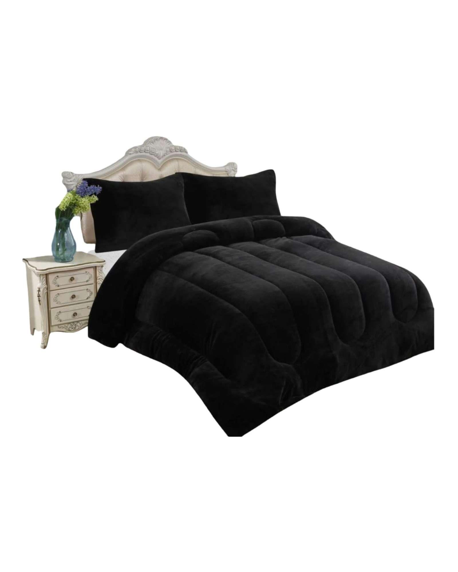 Cubrecama de Plush con Chiporro Diseño Ondas king / Super king negro-2