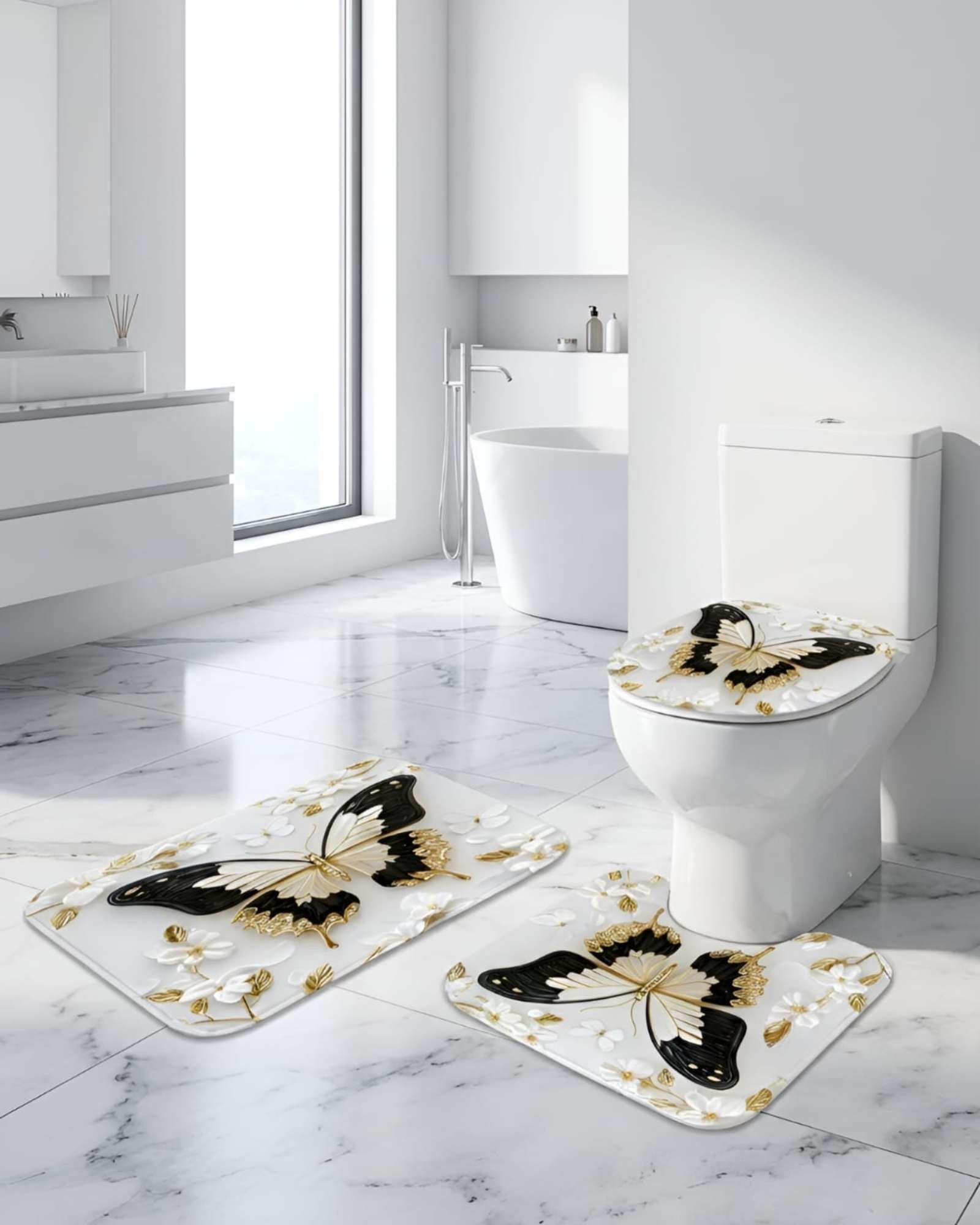 Set de baño 5 piezas Cortina mas Alfombras mas forro de ducha  -20-2