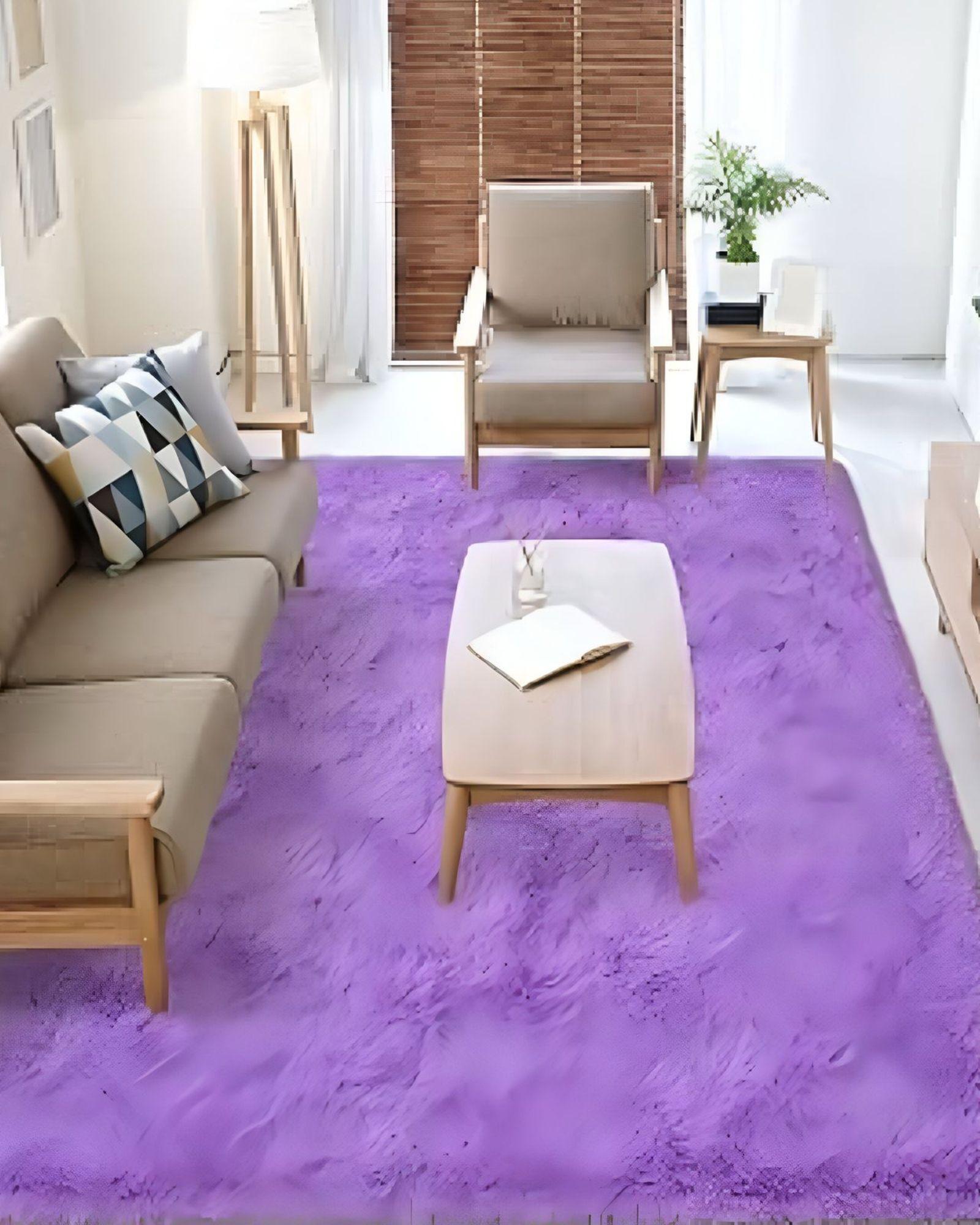 Alfombra peluda Suave 180 x 200 cm Primera Calidad Lila-2