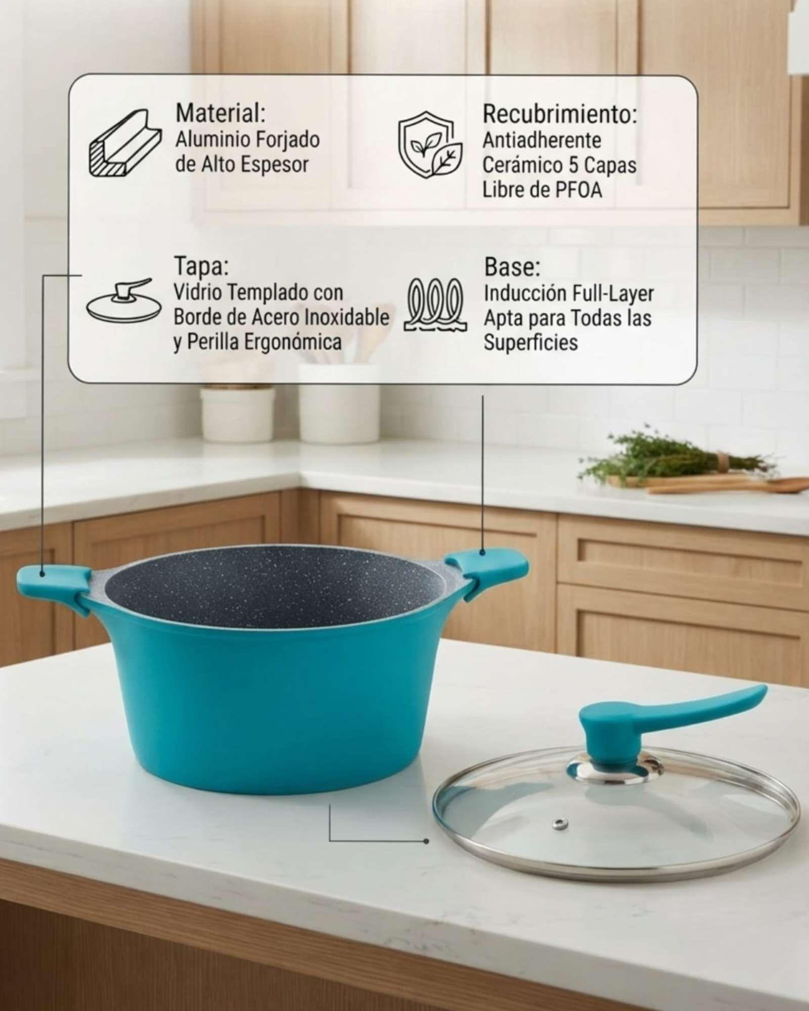 Cacerola Antiadherente 28cm Bohlier Para Cocina A Gas Y Electrica m1-4