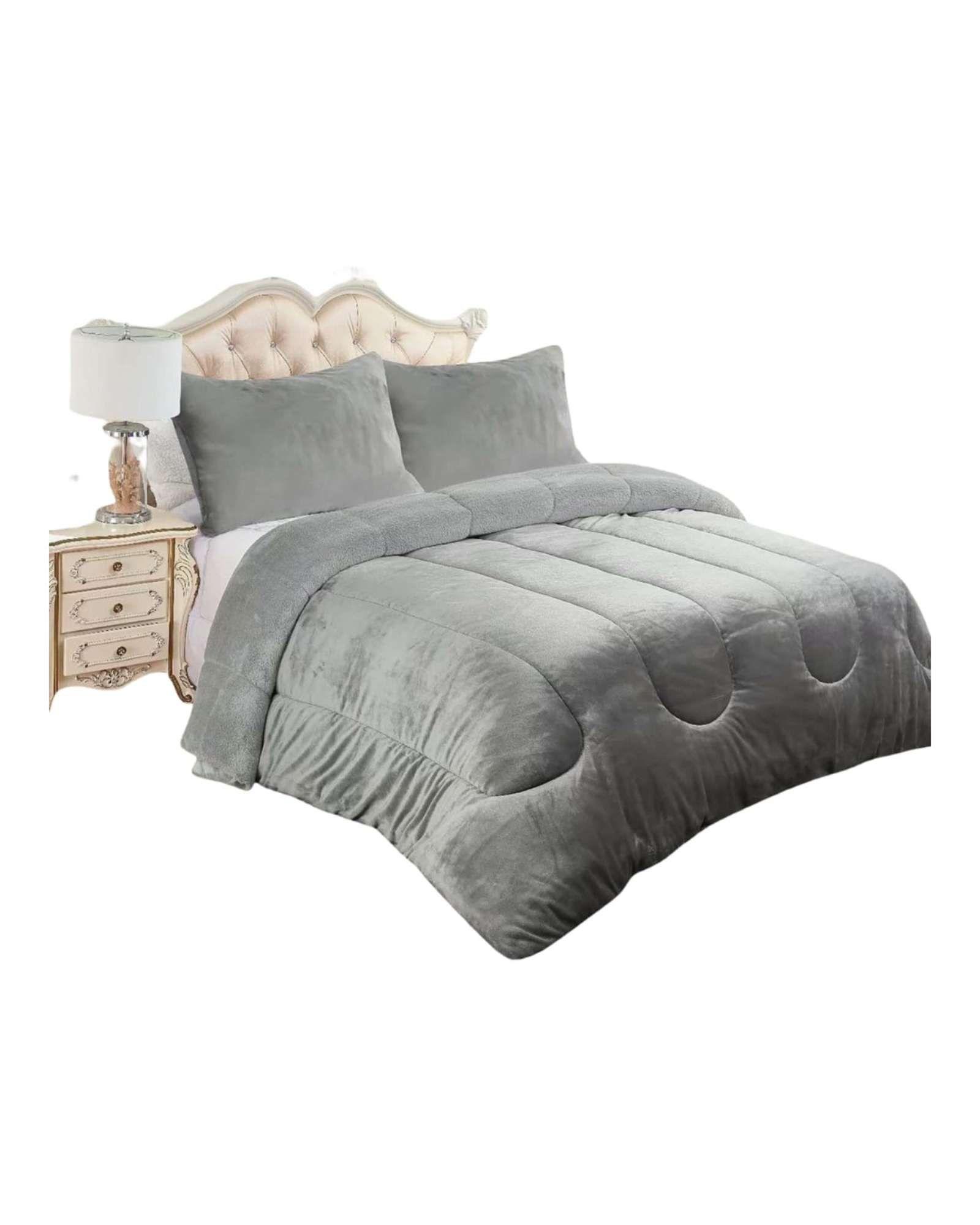 Cubrecama de Plush con Chiporro Diseño Ondas king / Super king gris-2