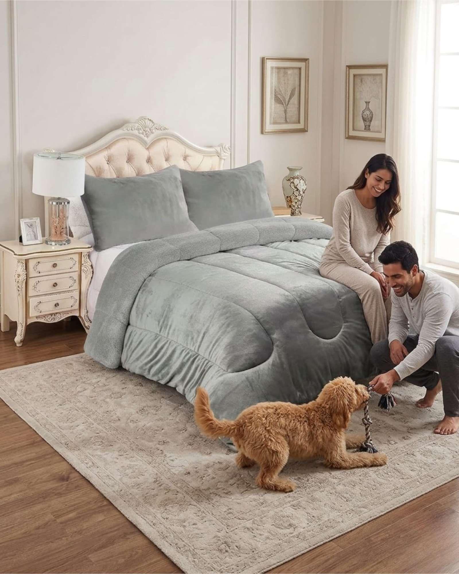 Cubrecama de Plush con Chiporro Diseño Ondas king / Super king gris-3