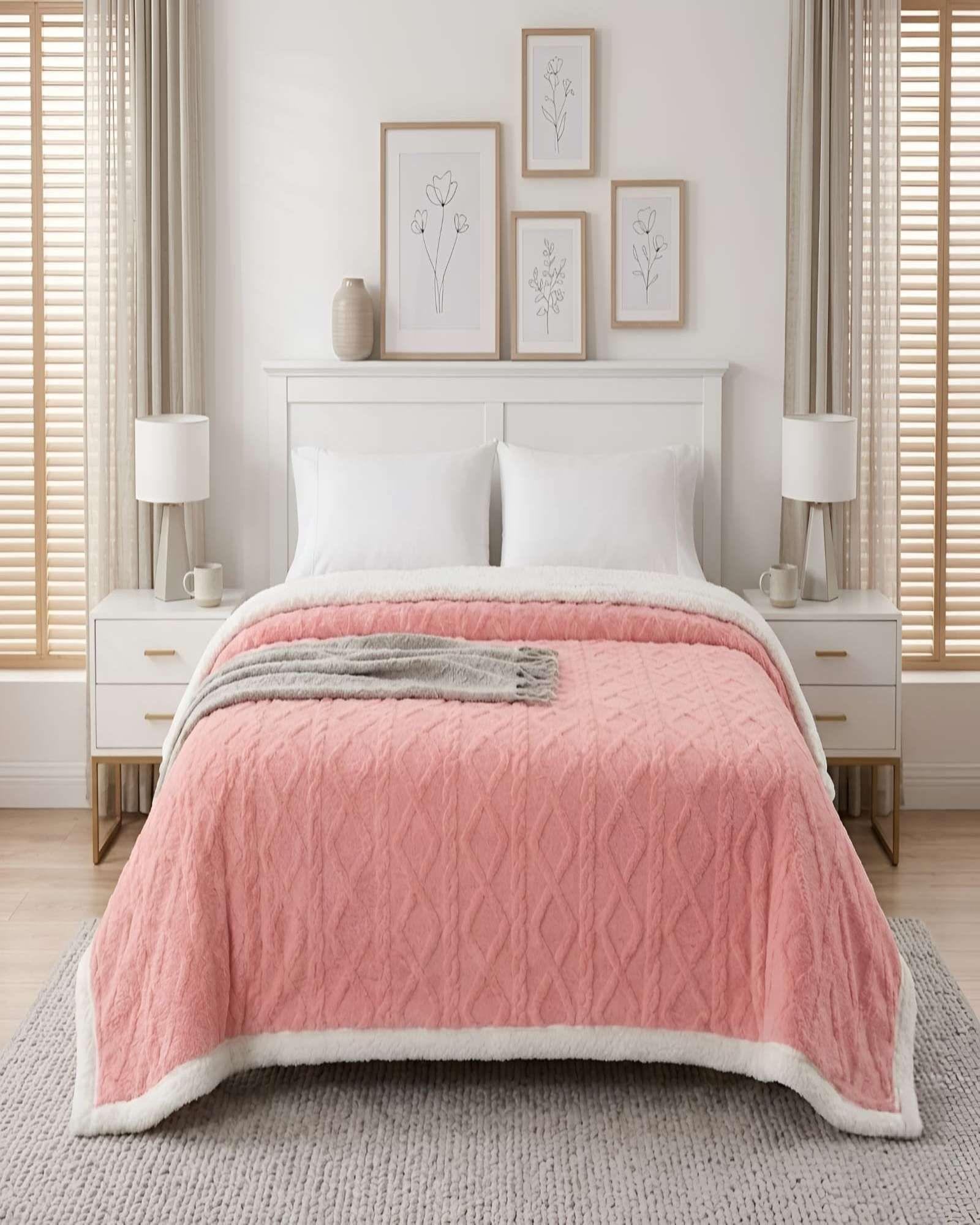 Frazada Sherpa Ultra Suave Con Relieve De Diamantes 2 plazas m9-0