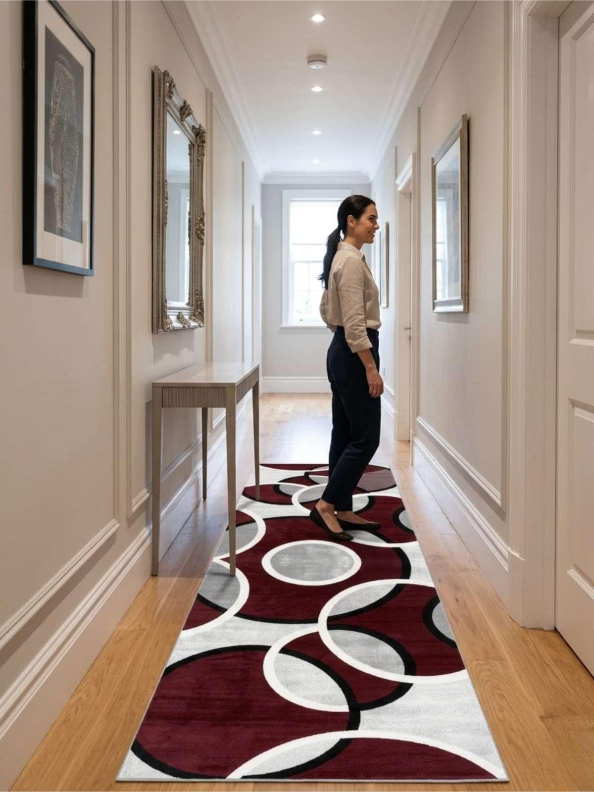 Alfombra De Pasillo Antideslizante 60x180 Suave Lavable rojo-4