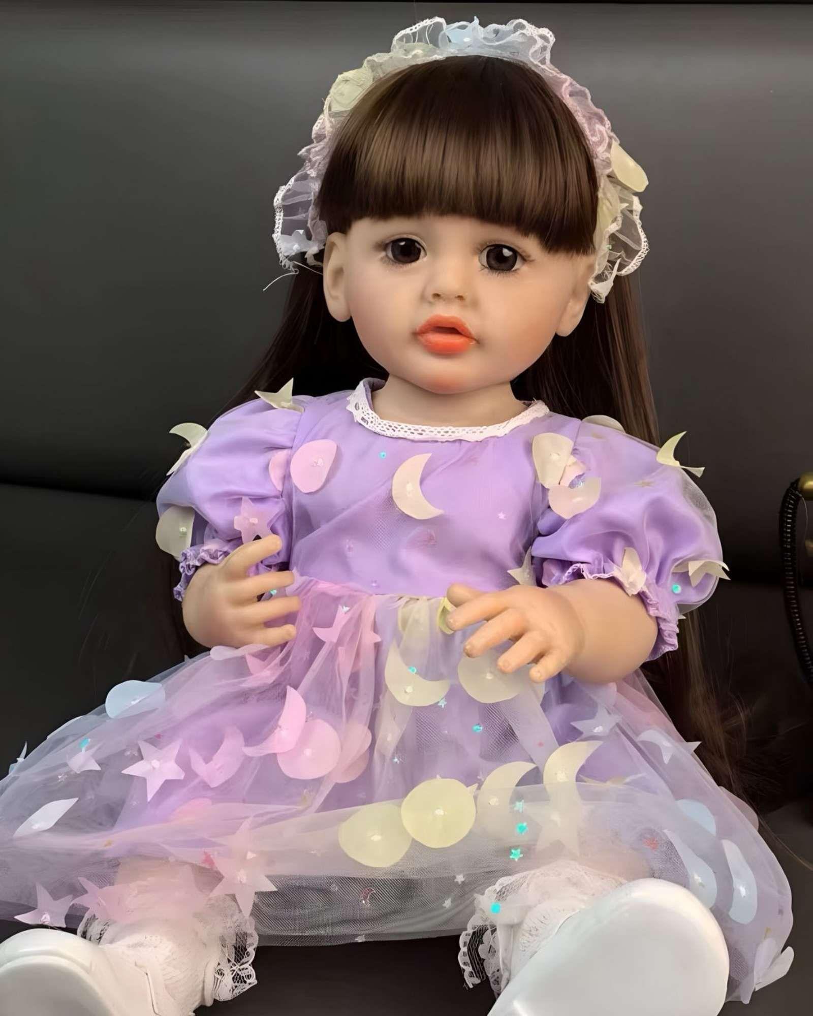MUÑECA REALISTA BEBE 55 CM 100% SILICON CON VESTIDO 01-2