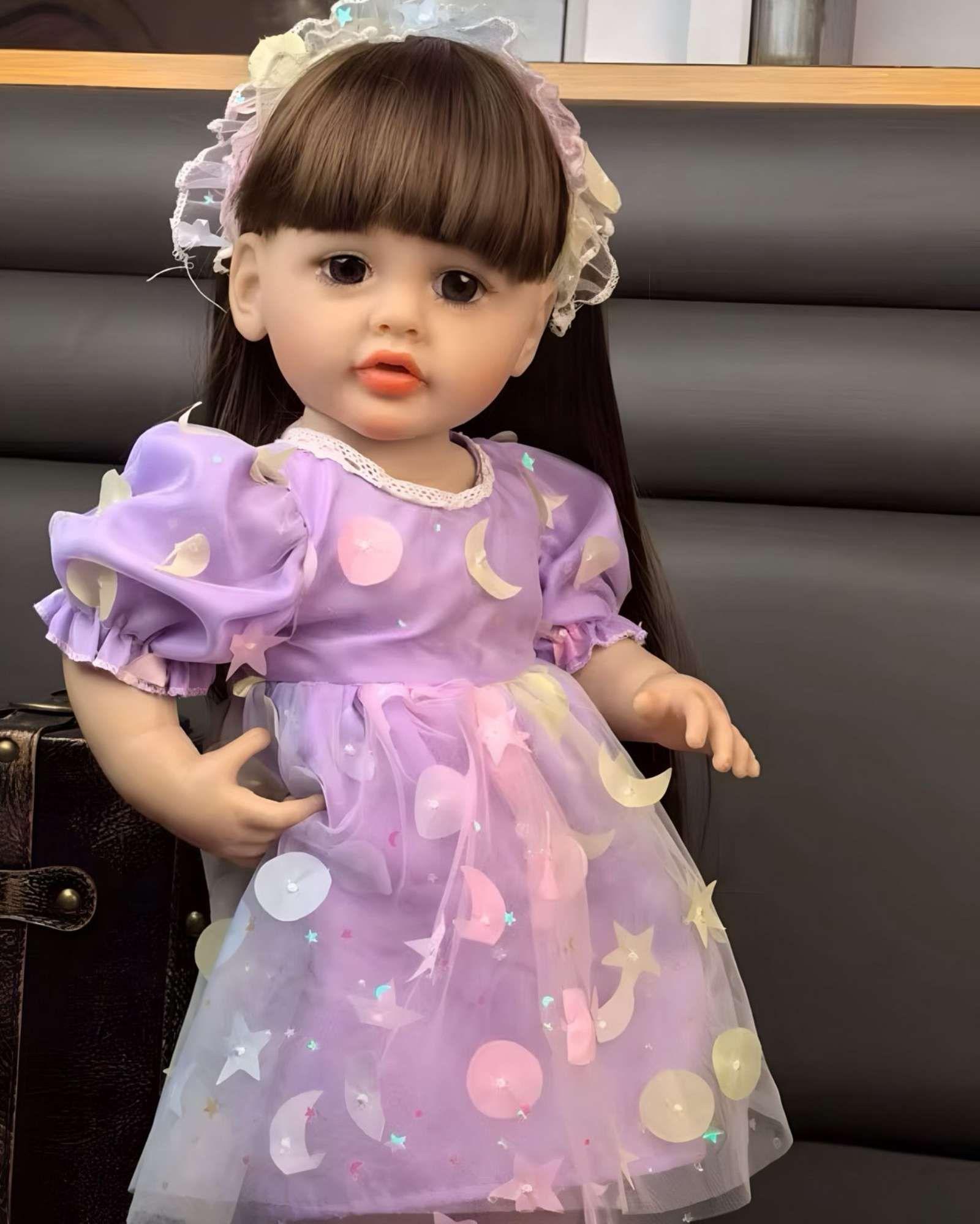 MUÑECA REALISTA BEBE 55 CM 100% SILICON CON VESTIDO 01-3