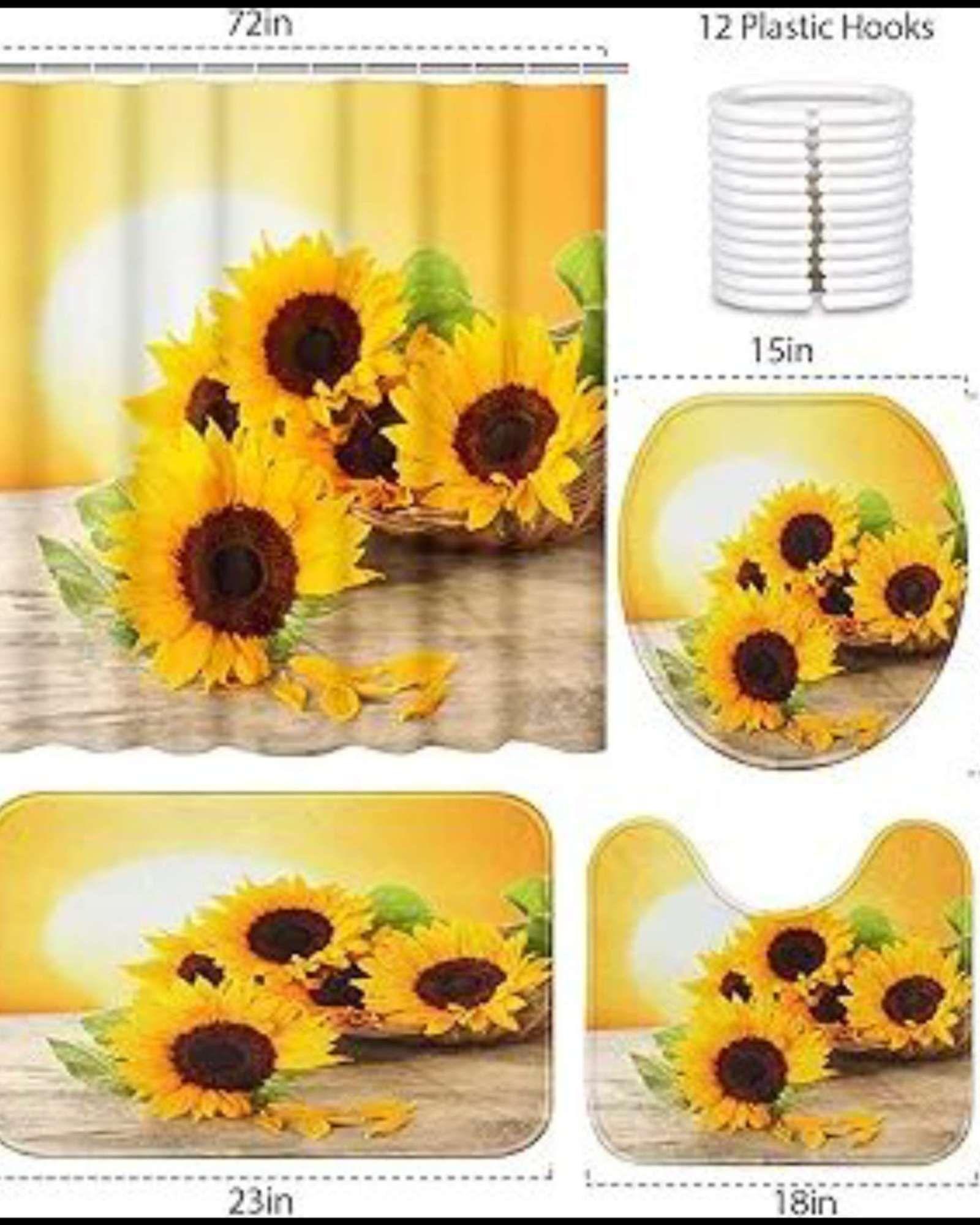 Set de baño 5 piezas Cortina mas Alfombras mas forro de ducha  -21-2