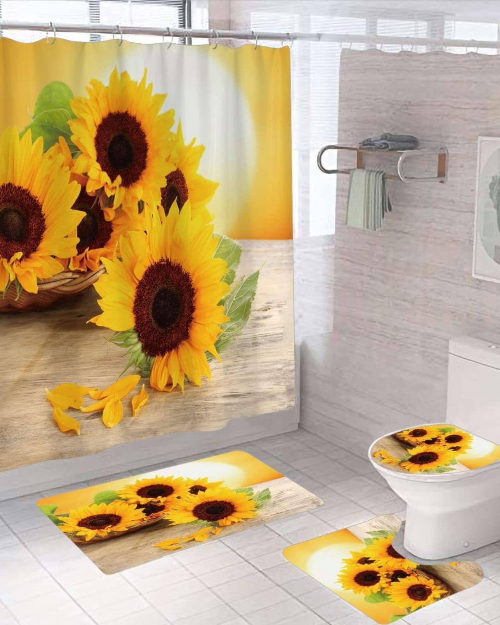 Set de baño 5 piezas Cortina mas Alfombras mas forro de ducha  -21-3