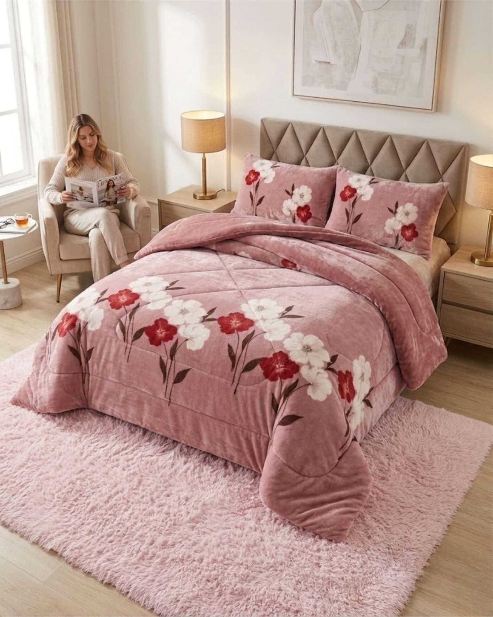 Cubrecamas Sherpa 2 Plazas Plush Ultra Suave De Lujo m6-0